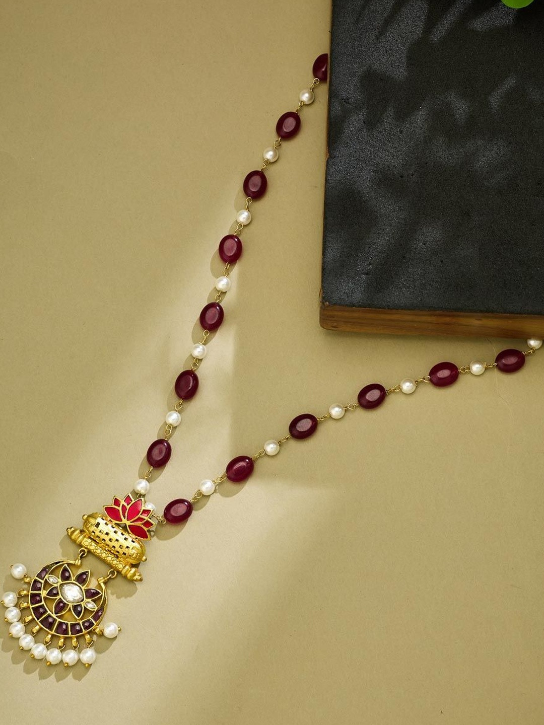 Fabindia Silver Artificial Stones Studded and Beaded Necklace