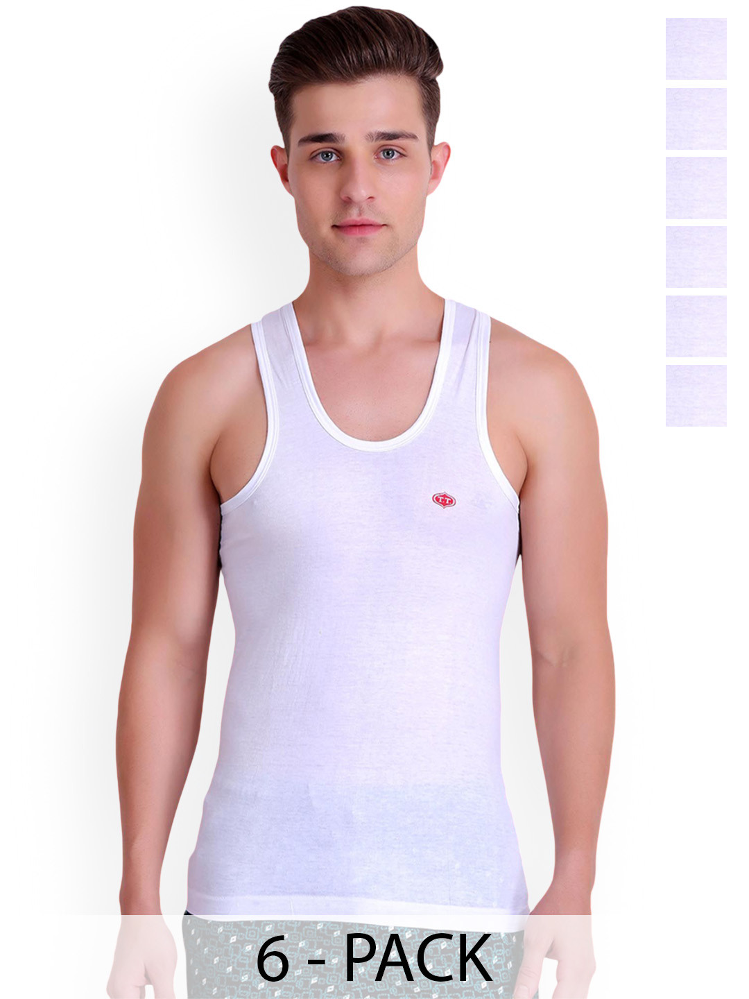 T.T. Men Pack Of 6 Pure Cotton Moisture Wicking & Cooling Technology Undershirt Vest