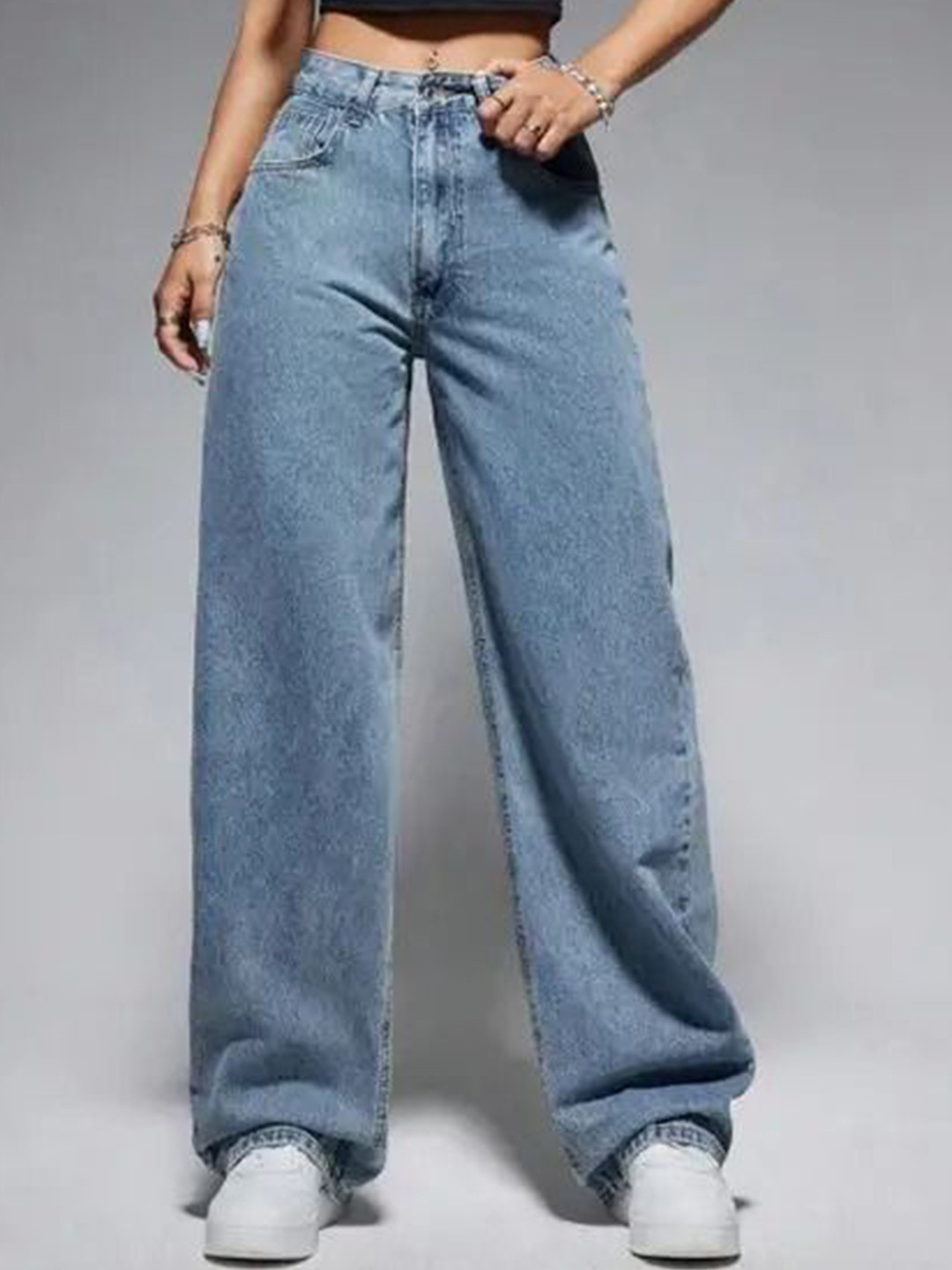 VK FASHION Women Jean Fit Wide Leg High-Rise Stretchable Jeans