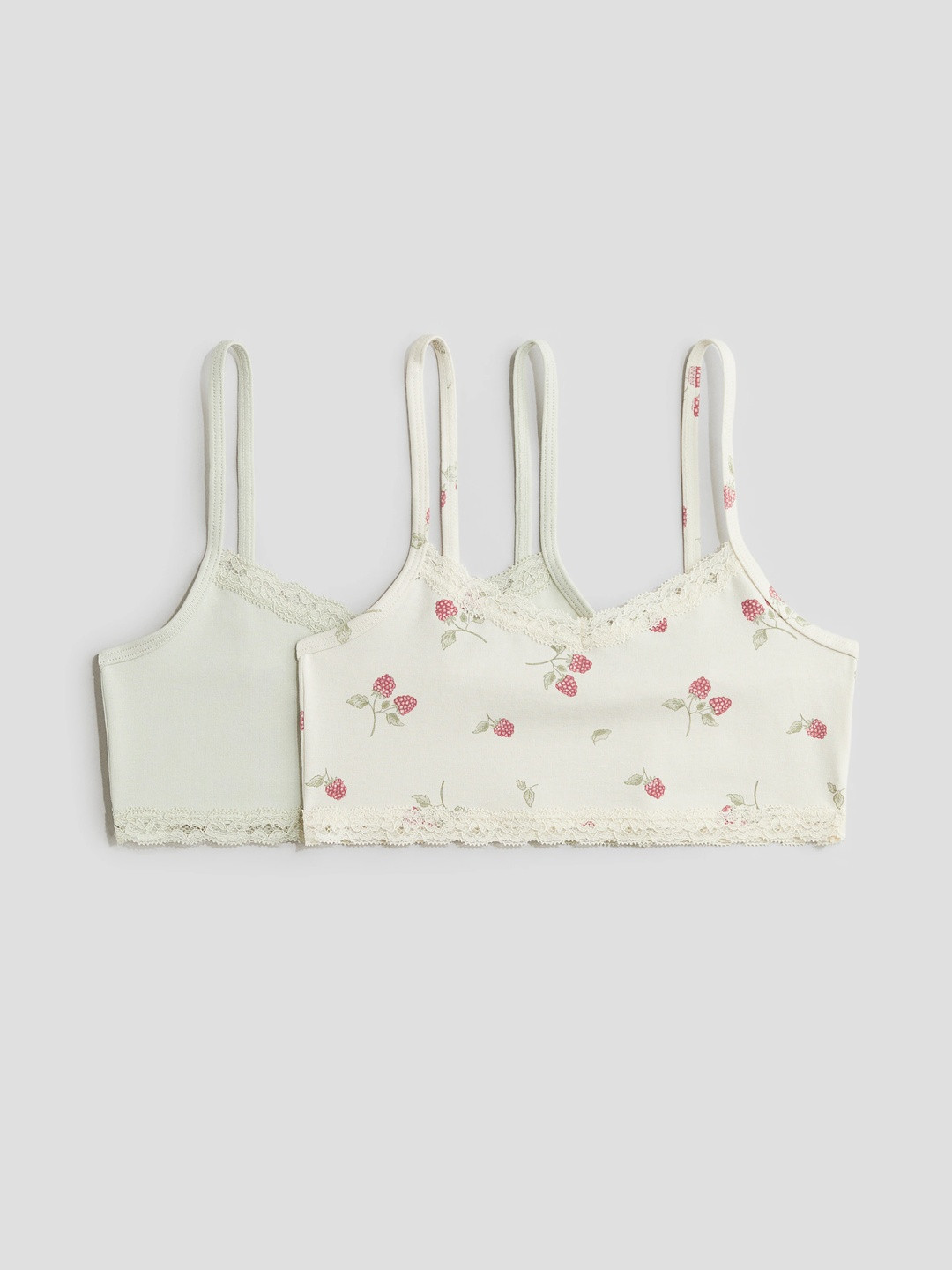 H&M Girls Pack Of 2 Lace-Trimmed Strappy Tops