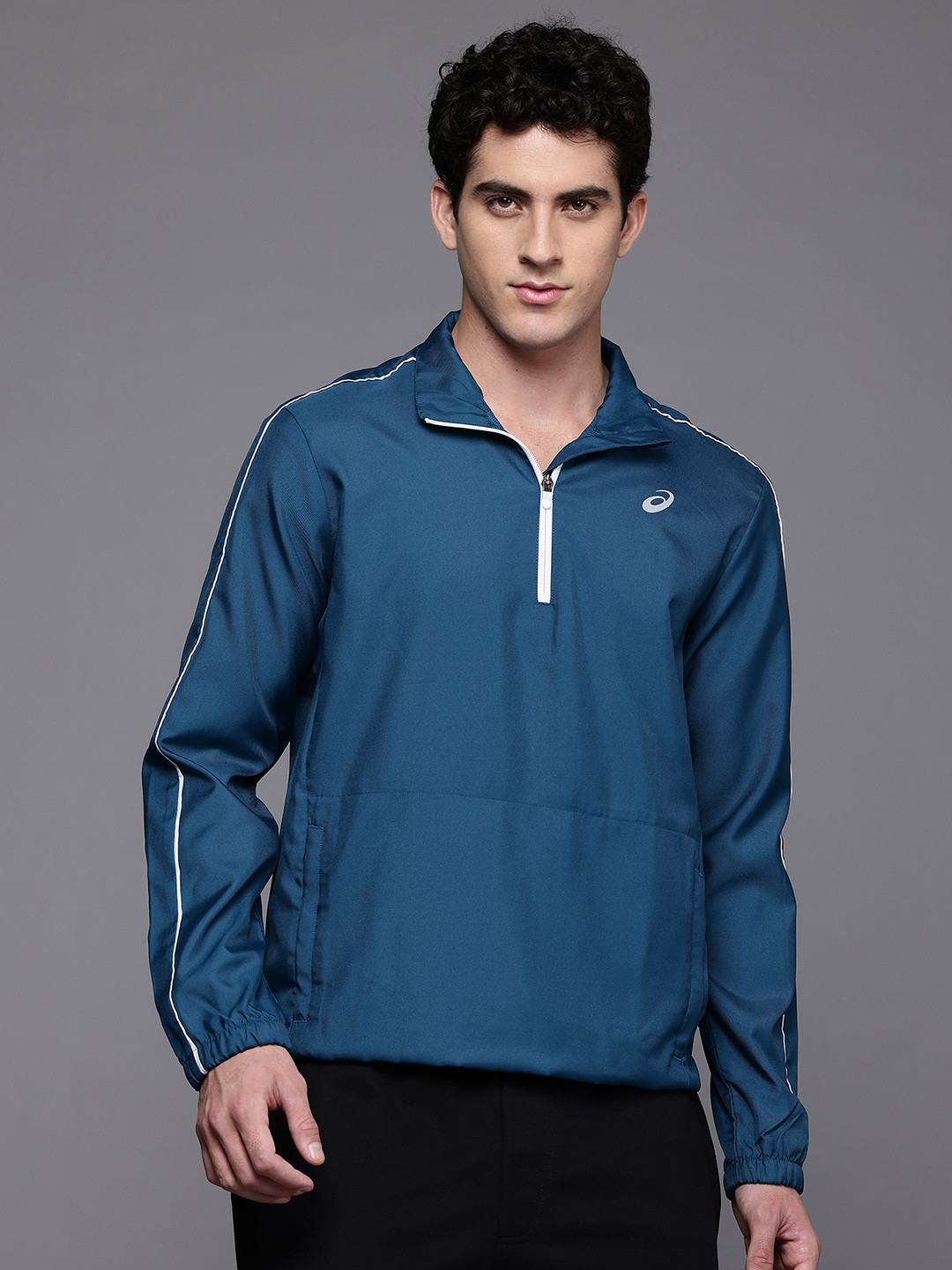 ASICS Half Zipper Running Pullover with Contrast Piping
