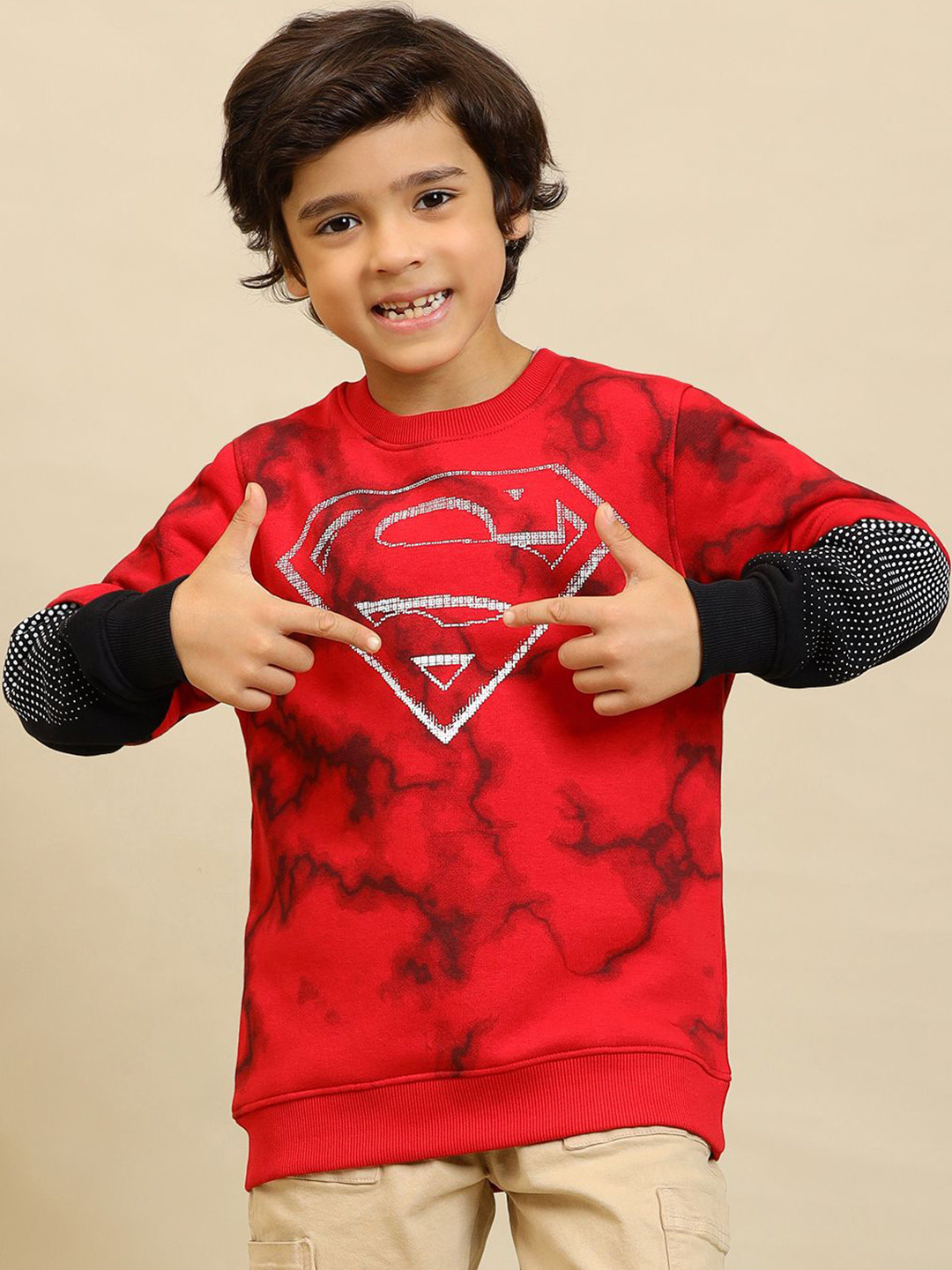 Kids Ville Boys Superman Graphic Printed Round Neck Long Sleeve Sweatshirt