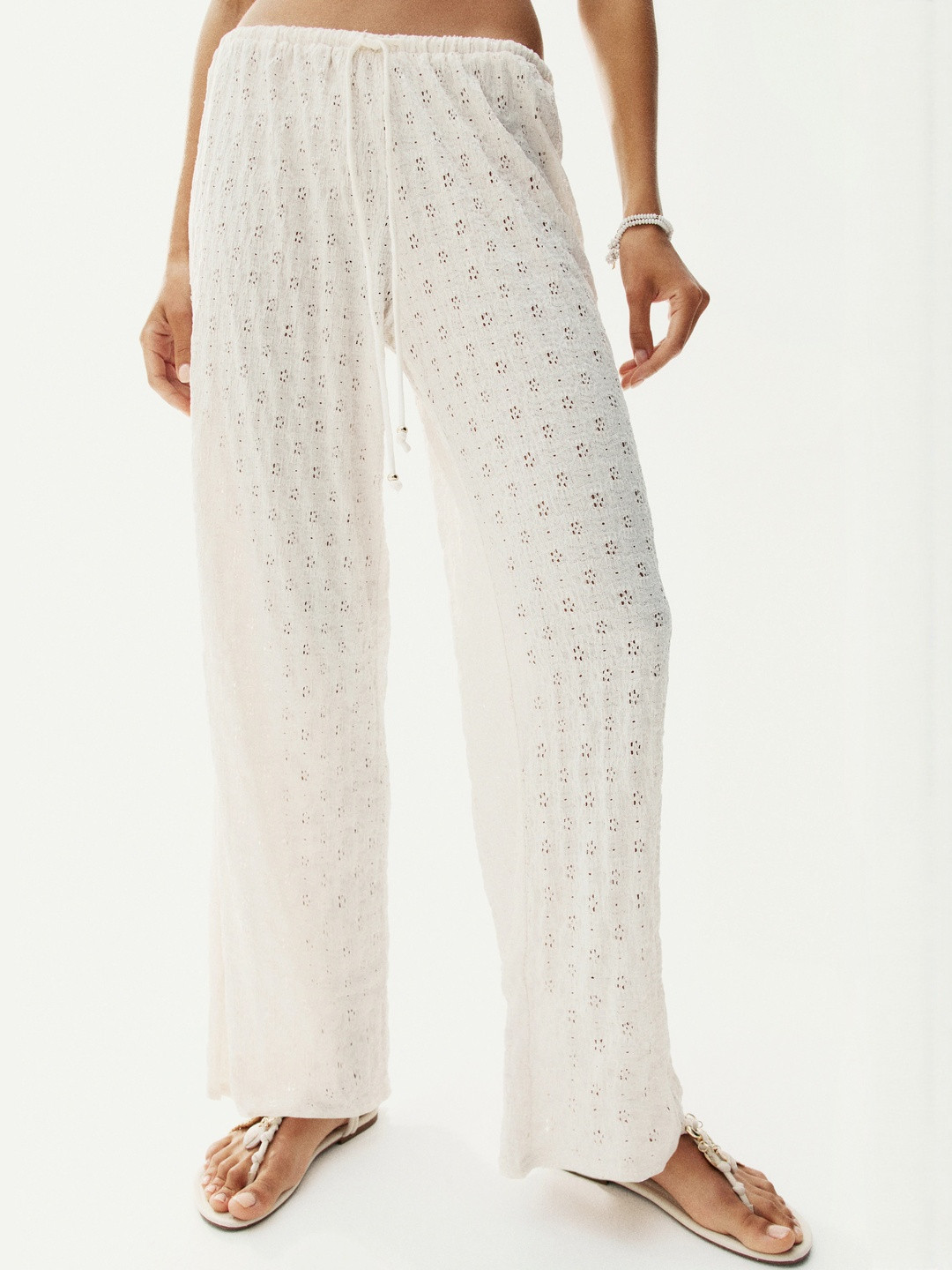 H&M Lace-Look Drawstring Trousers