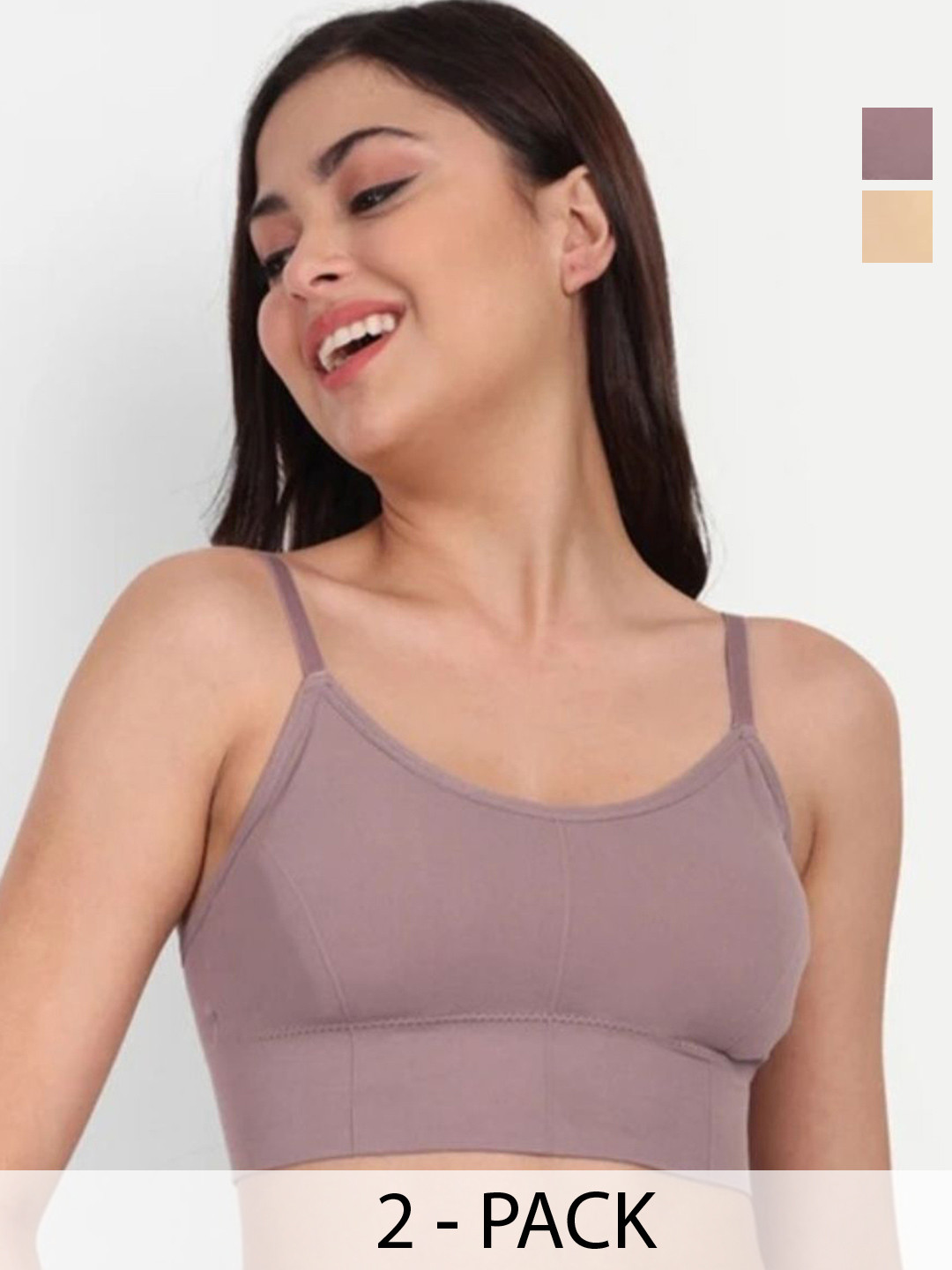 US FASHION Women Pack of 2 Cut and Sew Cotton Bra