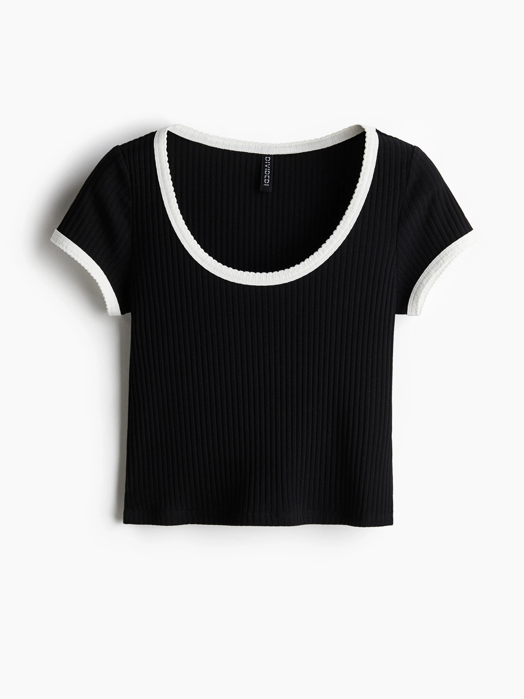 H&M Picot-Trimmed Ribbed T-Shirt