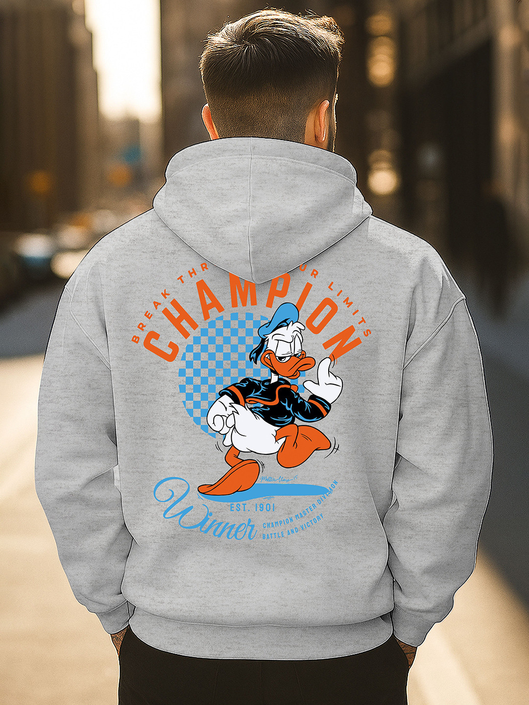 Triptee Men Donald Duck Graphic Printed Hooded Sweatshirt