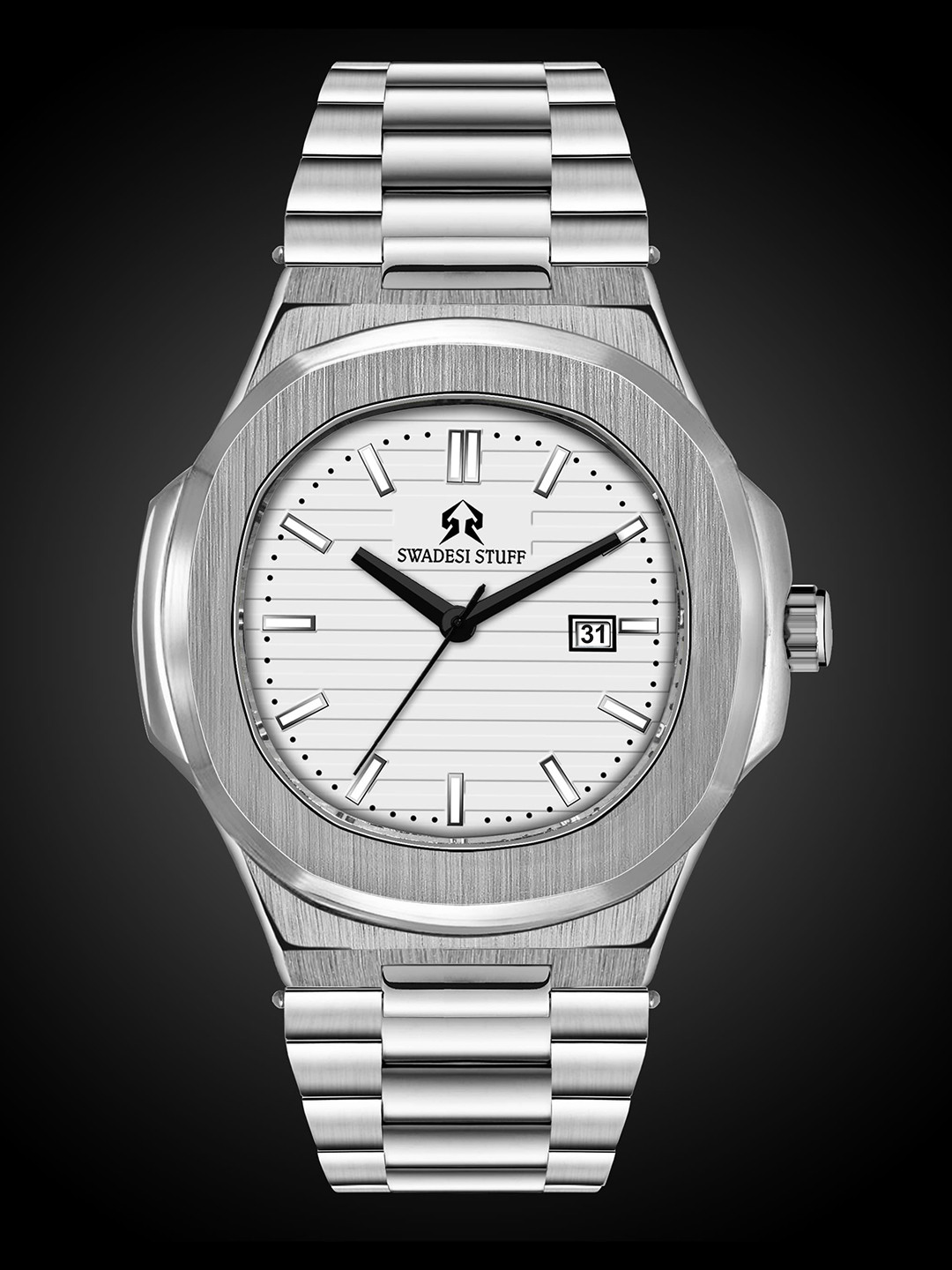 SWADESI STUFF Men Round Dial Analogue Watch PREMIUM WHITE 81