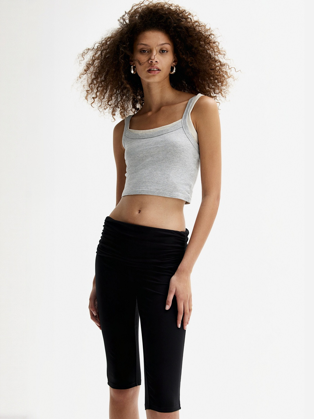 H&M Women Mid-Rise Fold Over Waist Capri Leggings