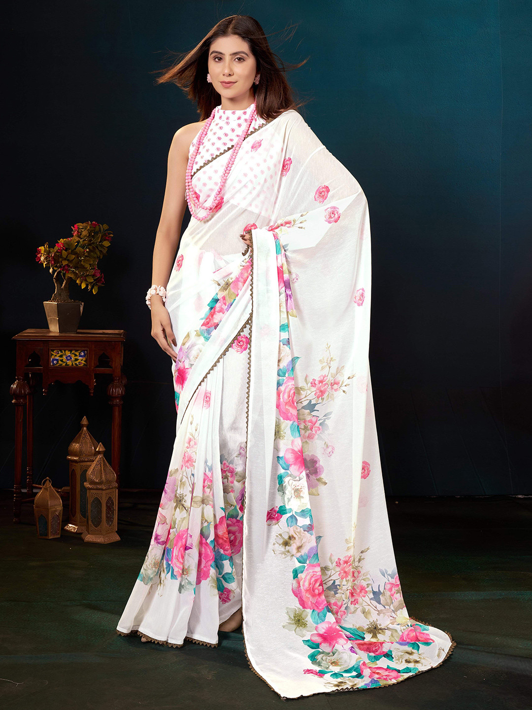 Garden Vareli Floral Printed Pure Georgette Saree