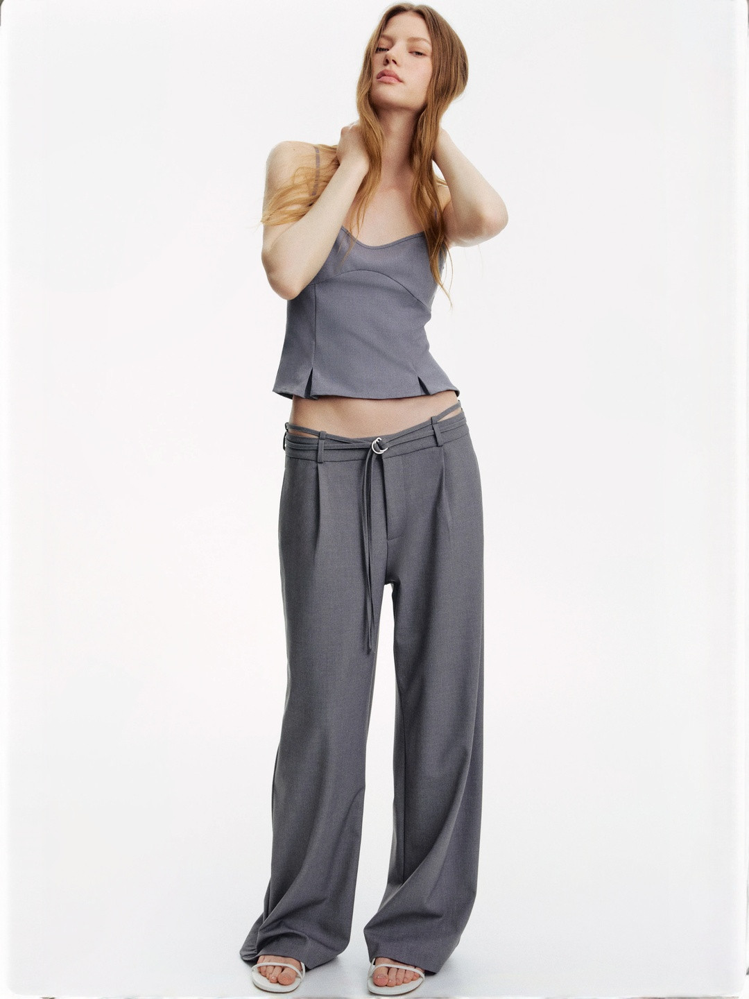 H&M Belted Tailored Trousers