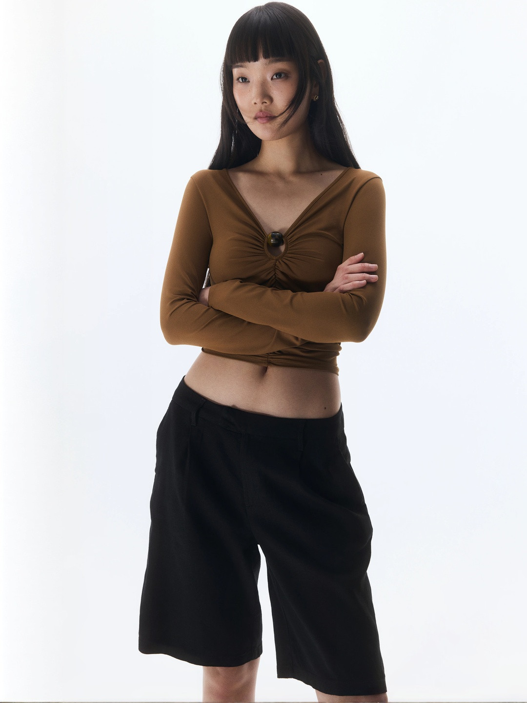 H&M Knee-length Linen-Blend Shorts