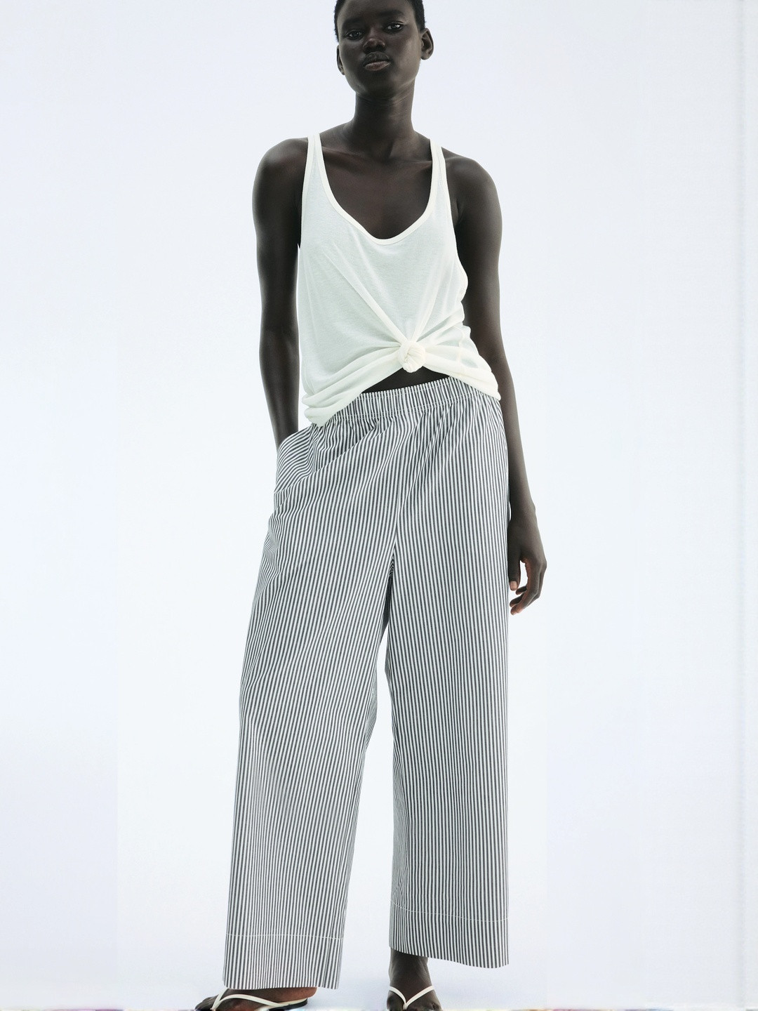 H&M Ankle-Length Pure Cotton Trousers