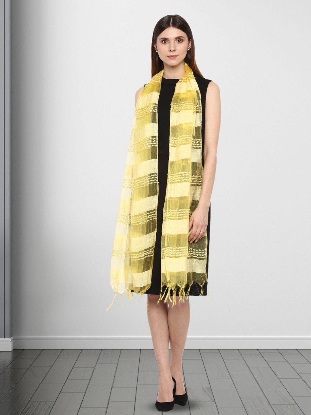 Rhe-Ana Yellow Art Silk Dupatta