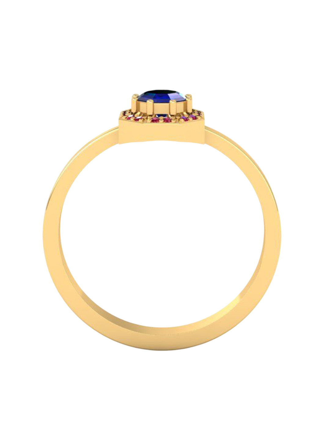 Eddicted 925 Sterling Silver 14K Gold-Plated Sapphire & Faux Ruby Studded Finger Ring