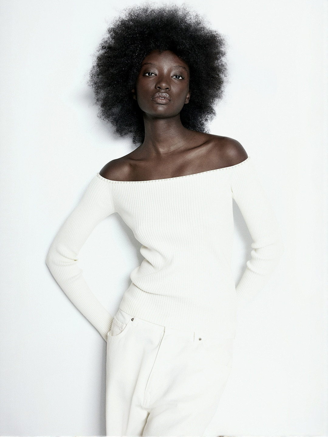 H&M Bead-Detail Off-Shoulder Top