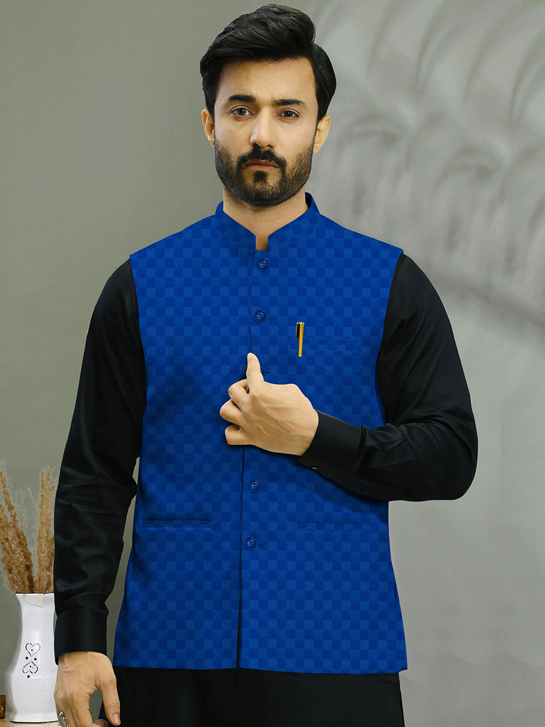 A A ENTERPRISES Woven Design Nehru Jacket