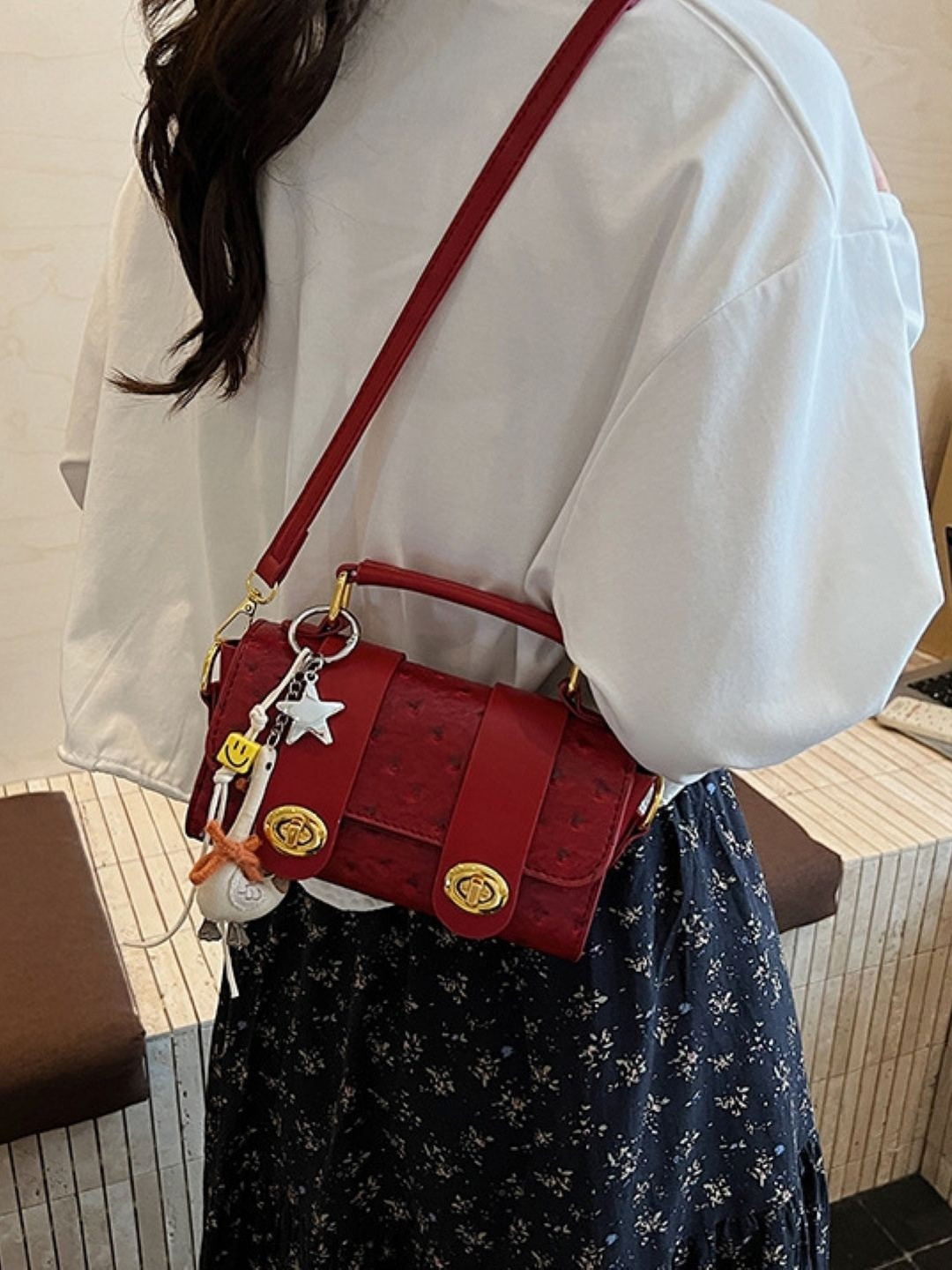 CORSICA Women Red Solid PU Small Casual Shoulder Bag