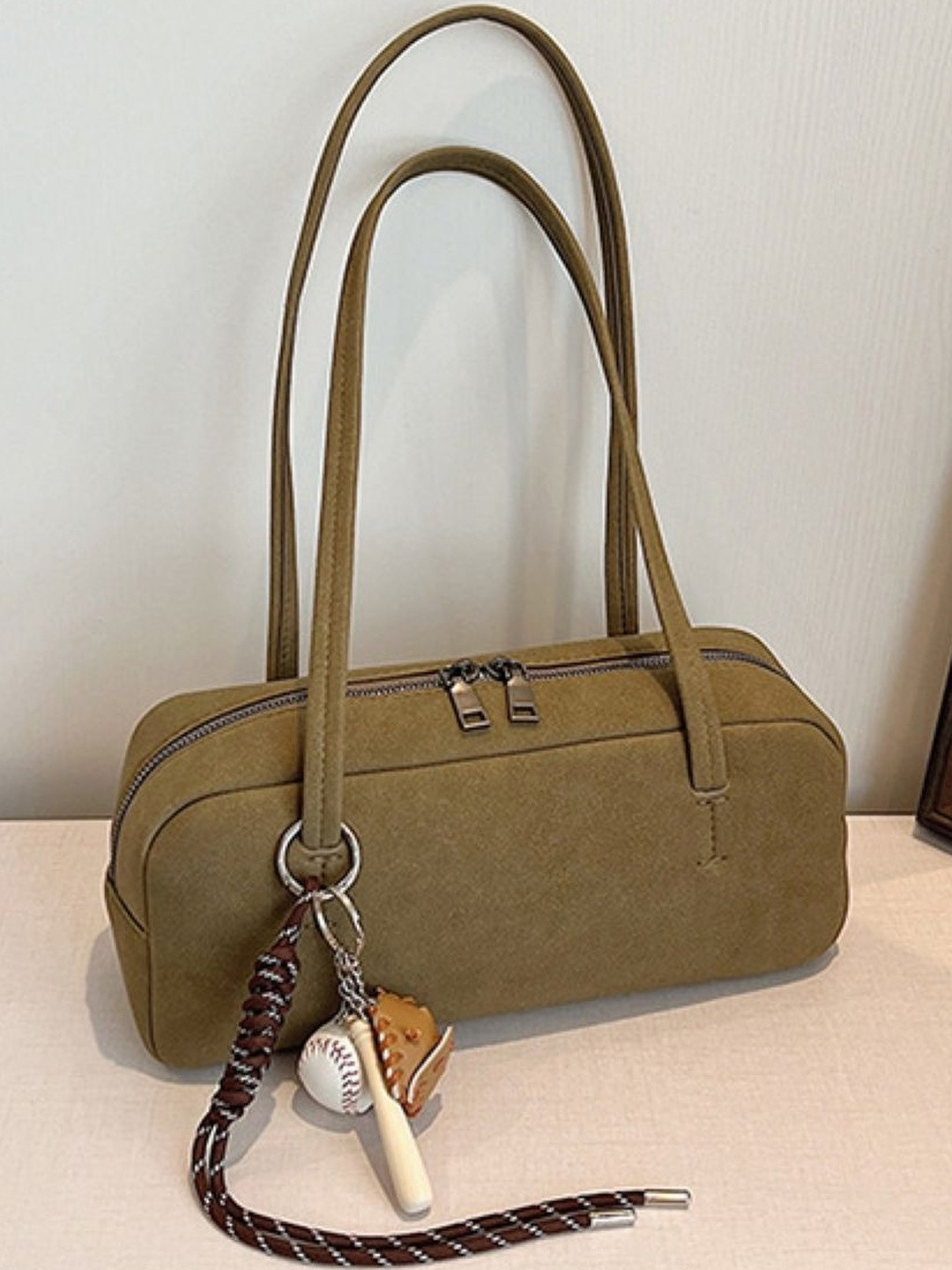 CORSICA Khaki Polyester Small Casual Shoulder Bag