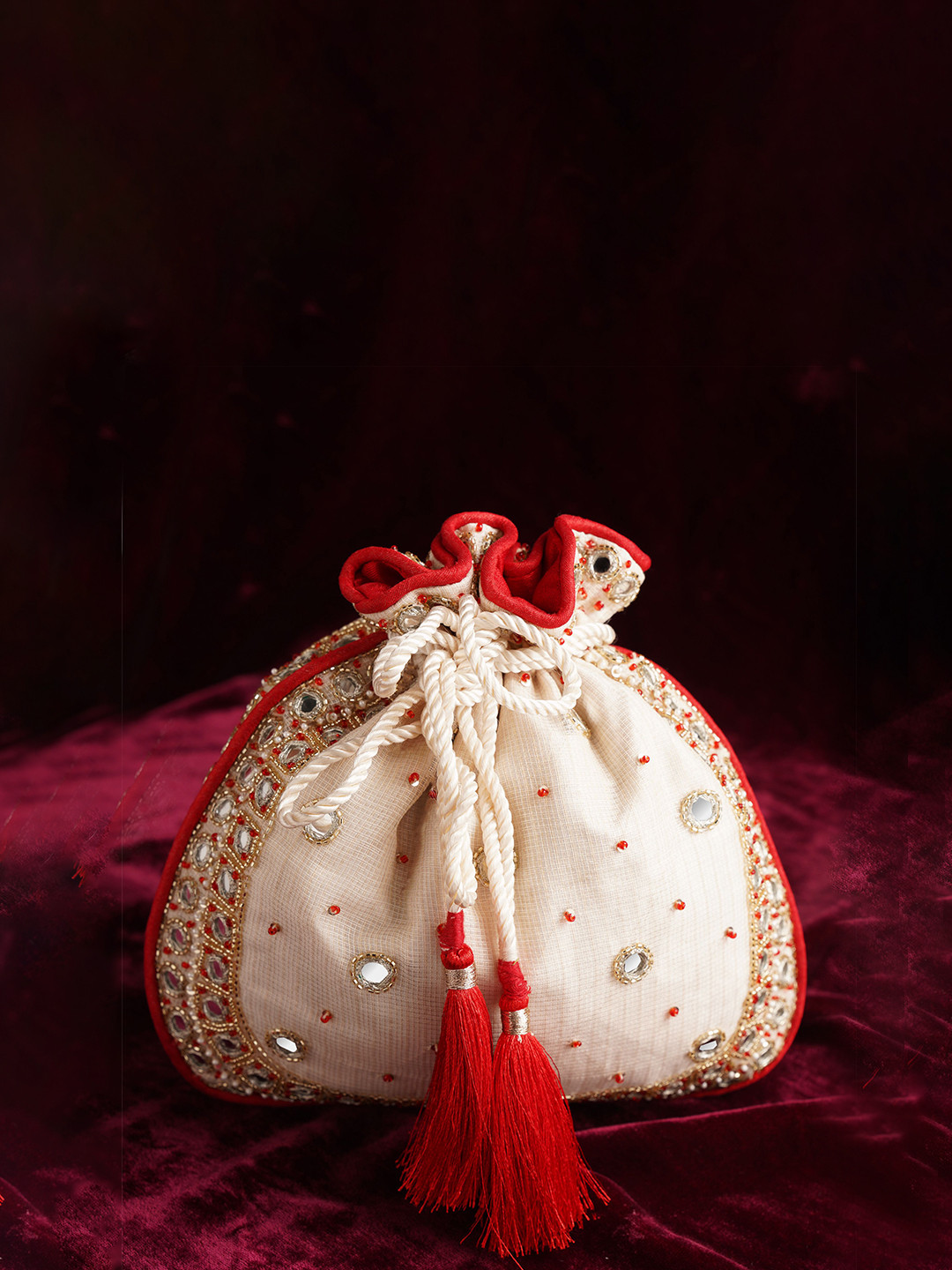 JAYPORE Embellished Shoulder Strap Potli Clutch