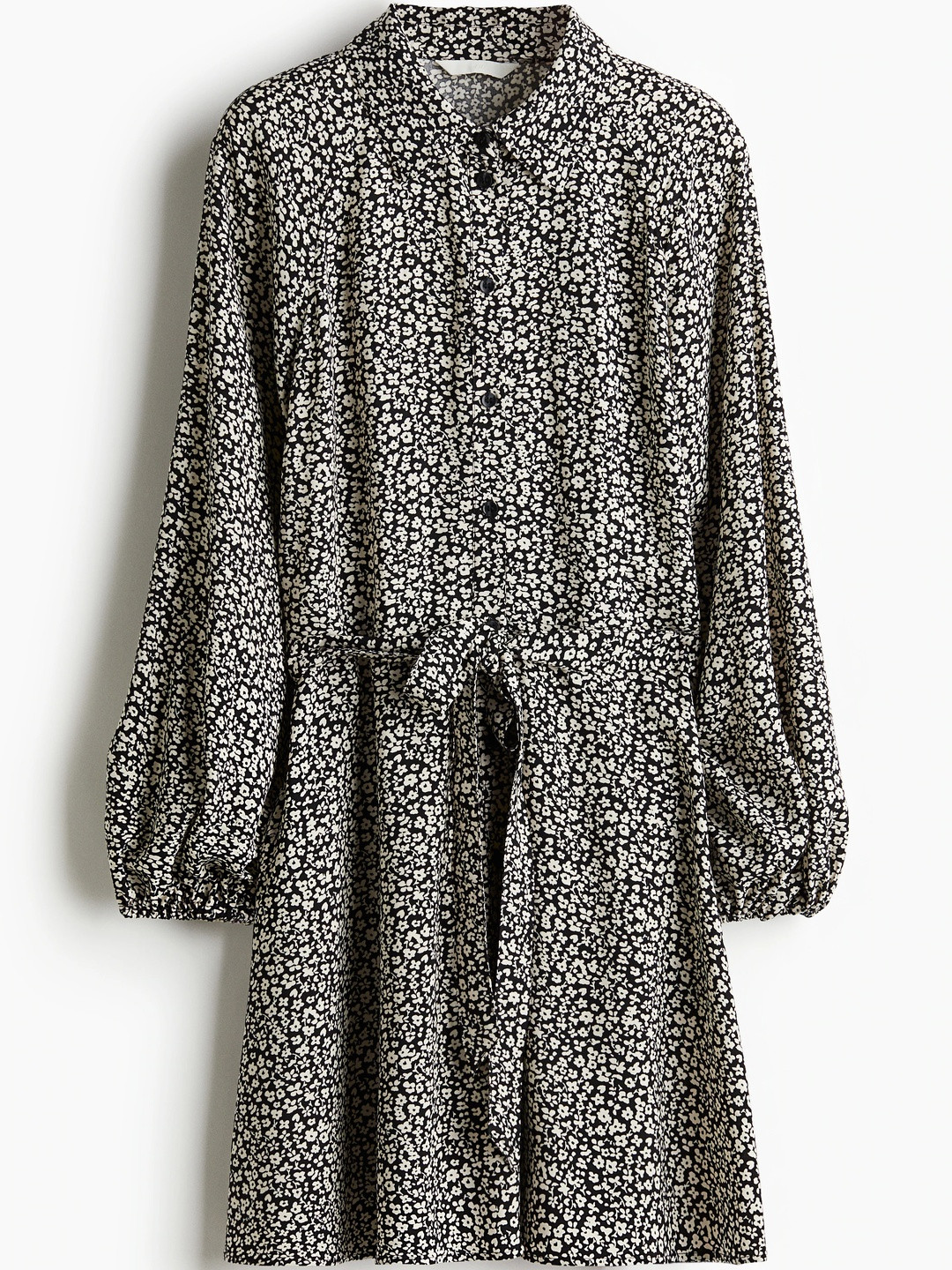 H&M Printed Balloon-Sleeved Shirt Dress