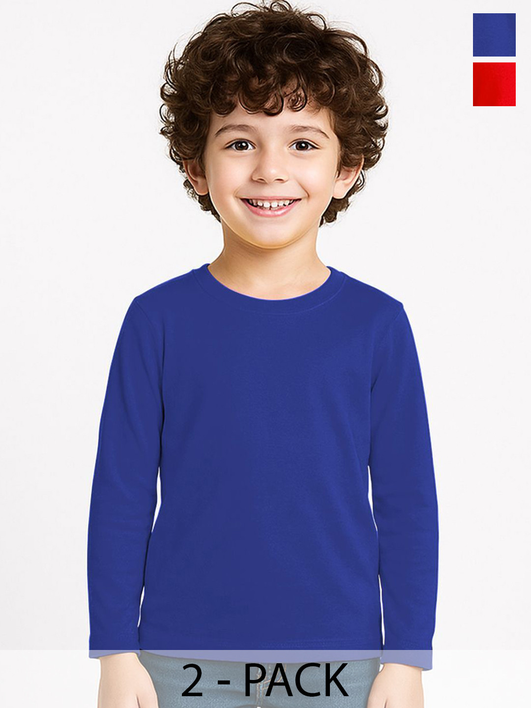Friskers Boys Pack of 2 Solid Round Neck Cotton T-shirts