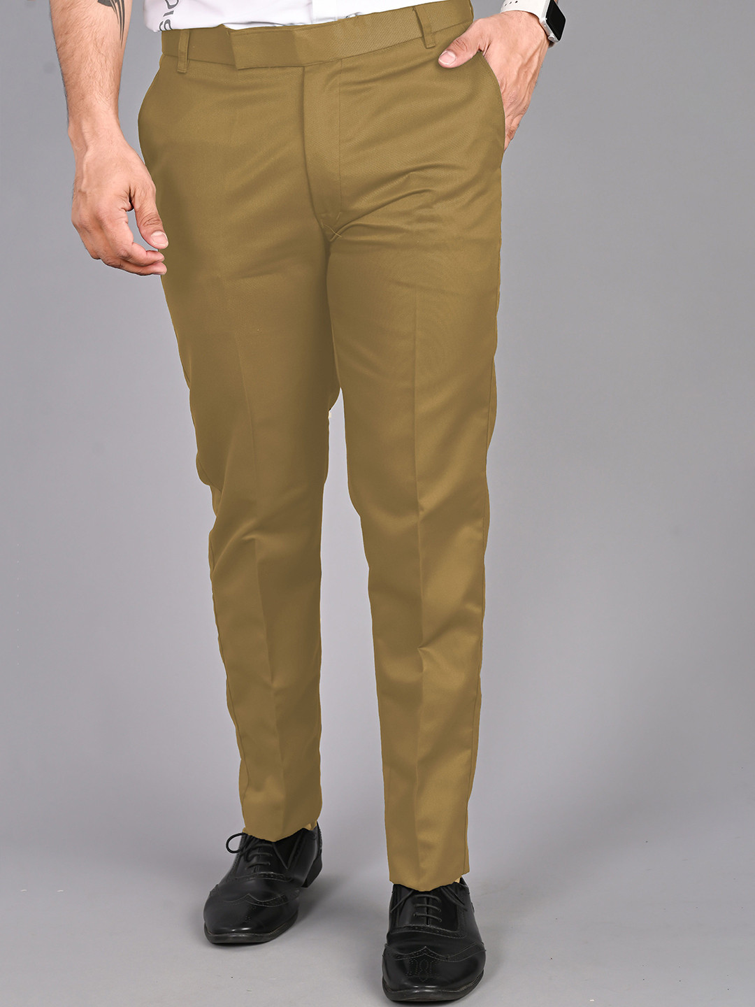 STREETVIBES Men Solid Mid-Rise Regular Fit Formal Trousers