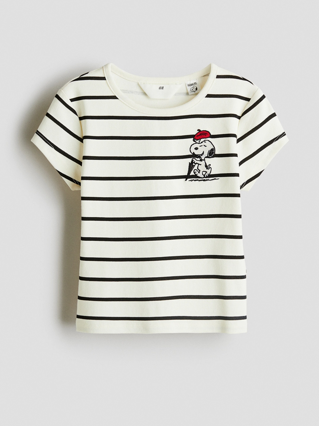 H&M Girls Striped Embroidered Detail Cotton Top