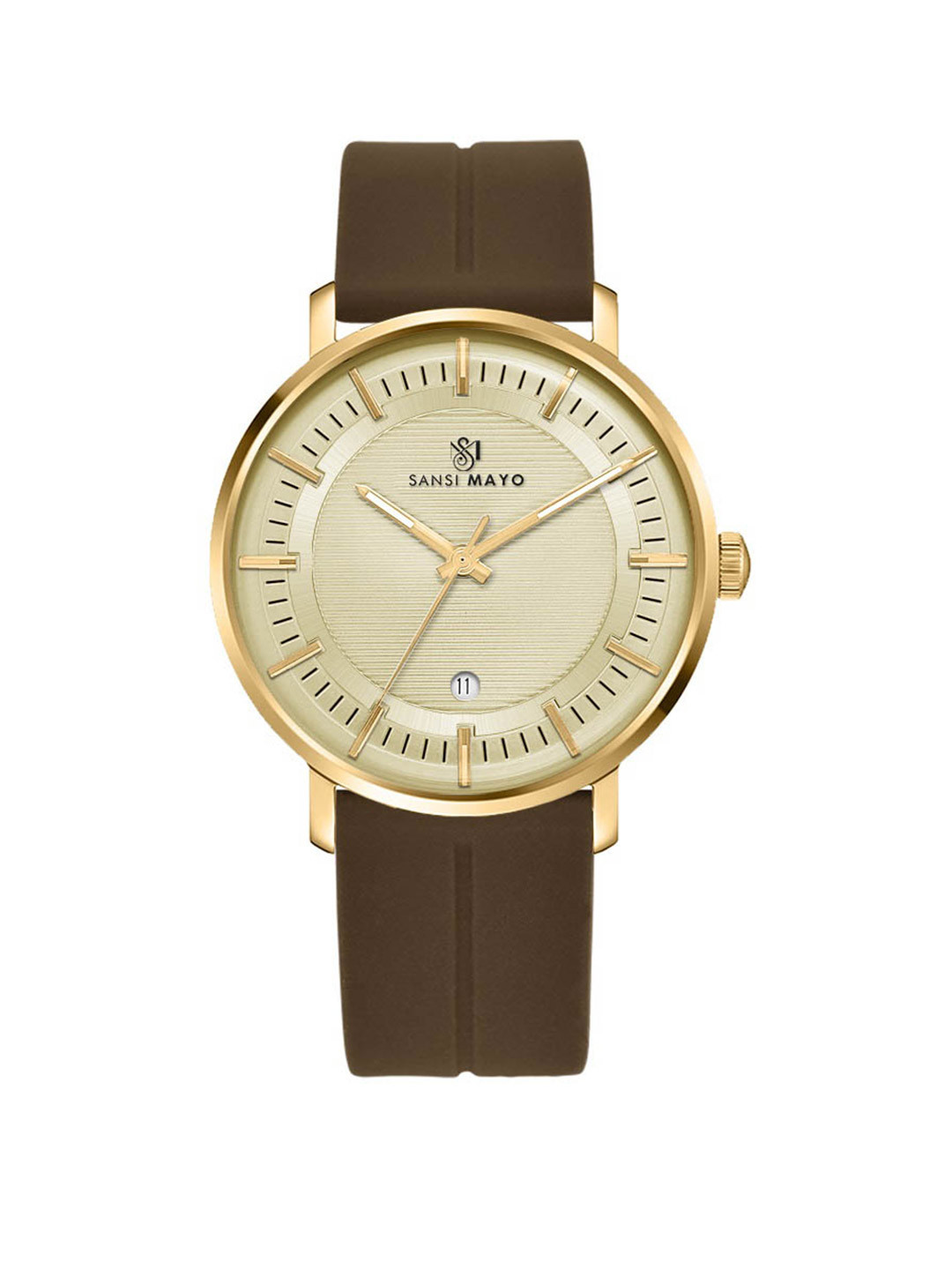 SANSIMAYO Rojar Men Round Dial Analogue Watch SM-M-172-BR-G-G