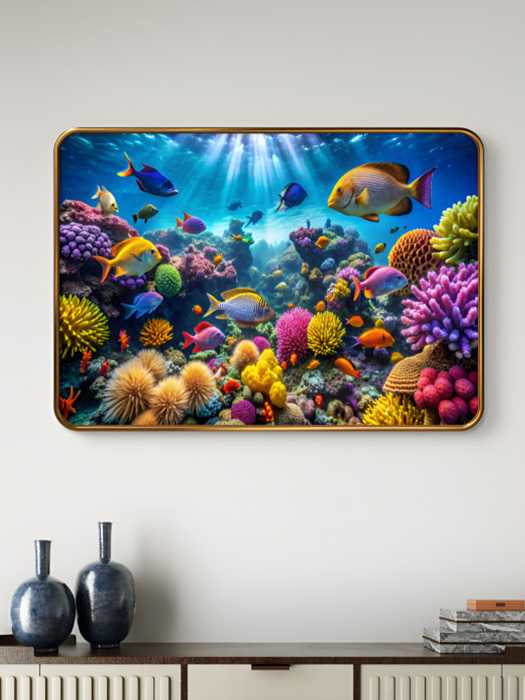 SAF Blue & Green Wood Wall Painting