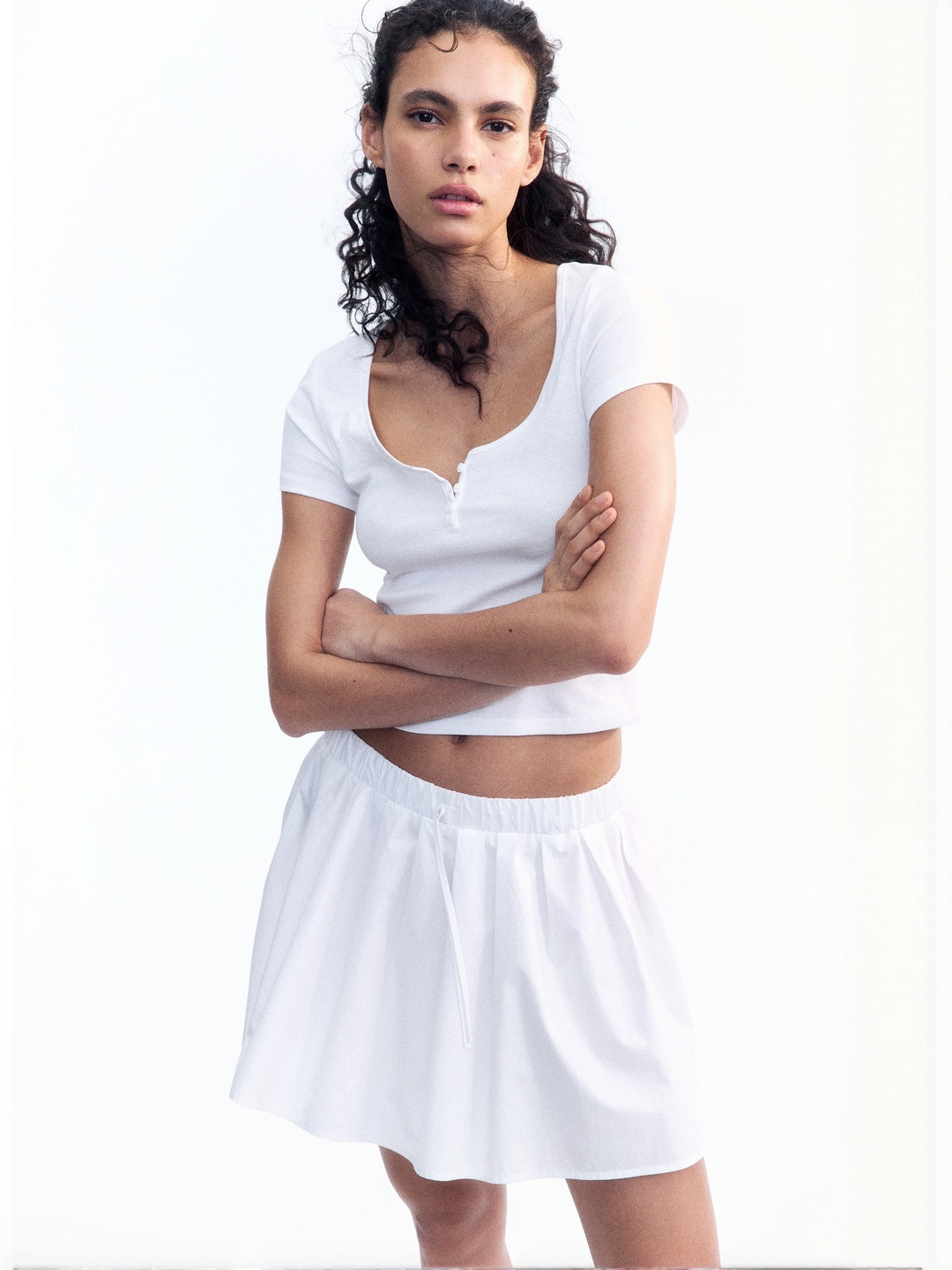 H&M Button-Top Scoop-Neck T-shirt