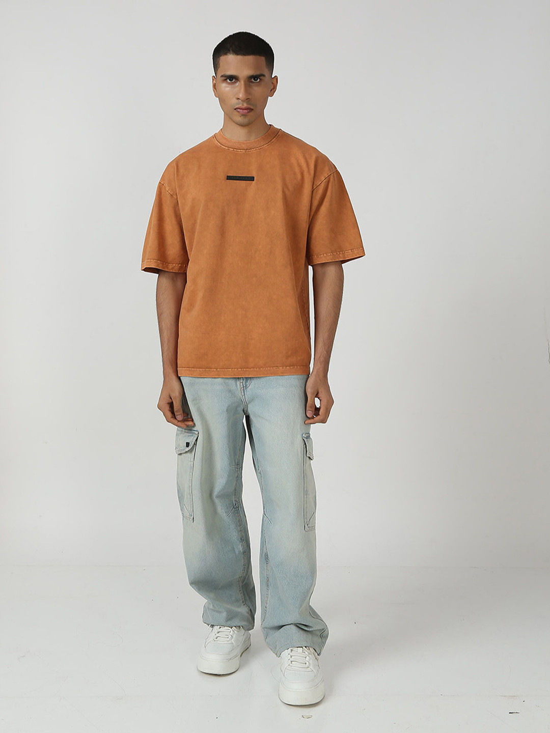 Chapter 2 Round Neck Drop-Shoulder Sleeves Cotton Casual T-shirt