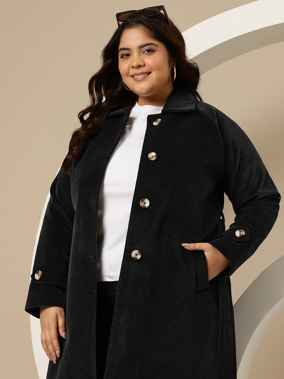 Sztori Plus size Overcoat With Belt