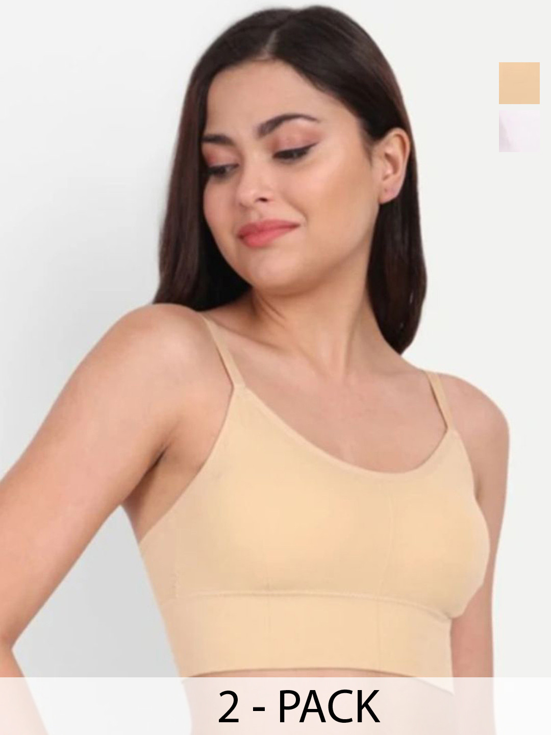 US FASHION Women Pack of 2 Full Coverage Lightly Padded Cotton Seamless Camisole Bra