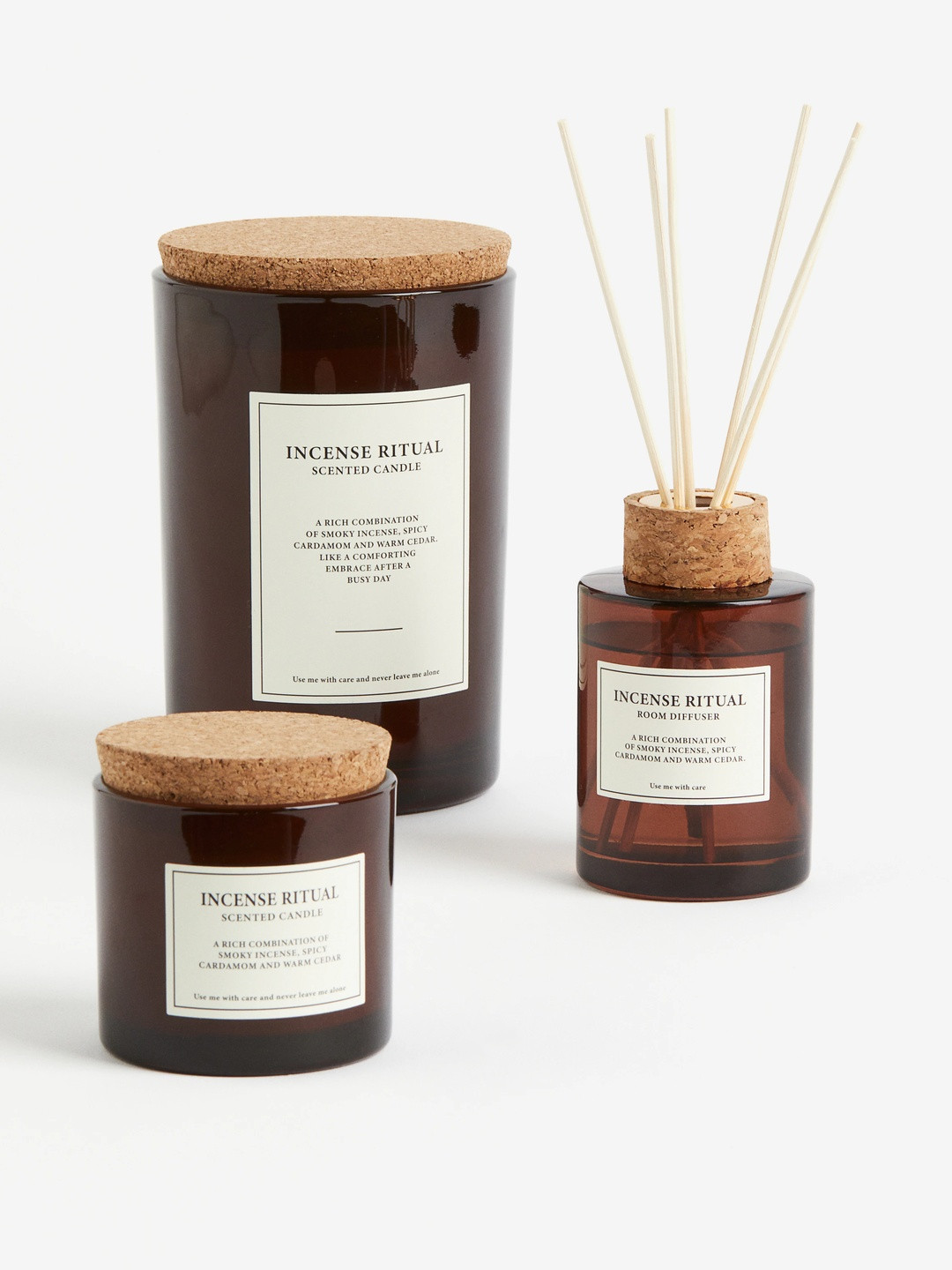 H&M Large Cork-Lid Candle 1 Wick Incense Ritual Solid Geometric Regular Jar Candles