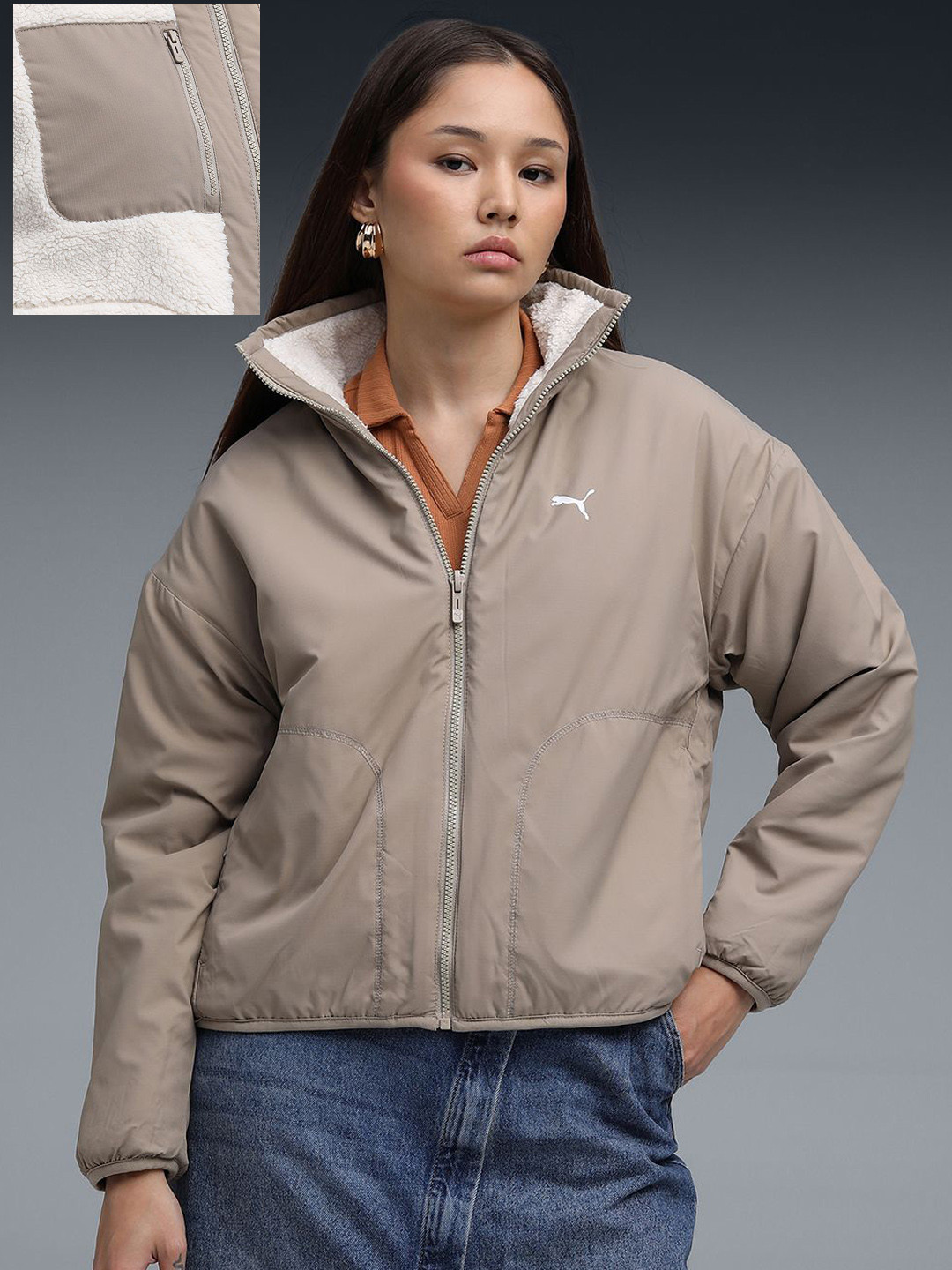 Puma Women Relaxed Fit Reversible Sherpa Jacket