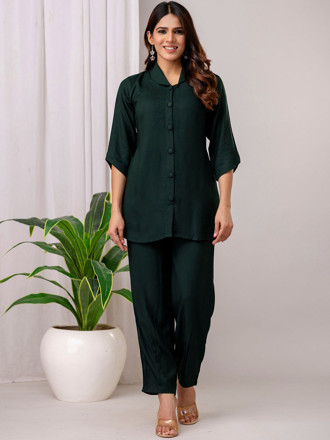 all about you Shawl Collar Straight Shirt with Trousers