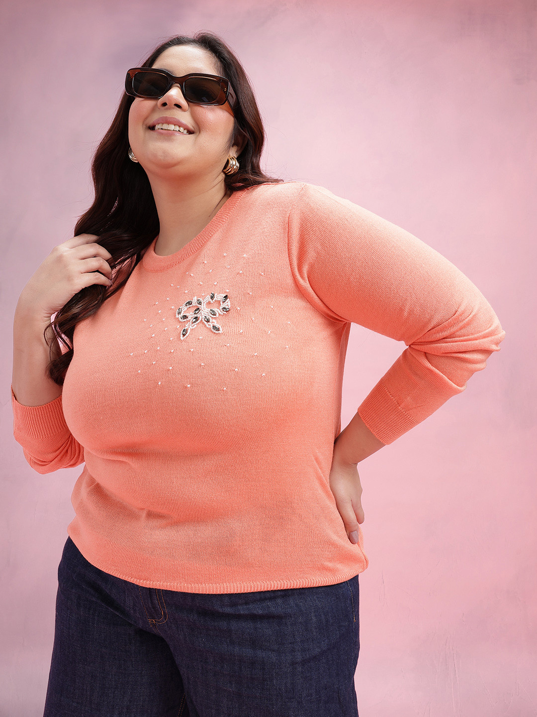 DressBerry Curve Plus Size Pullover with Embellished Detail