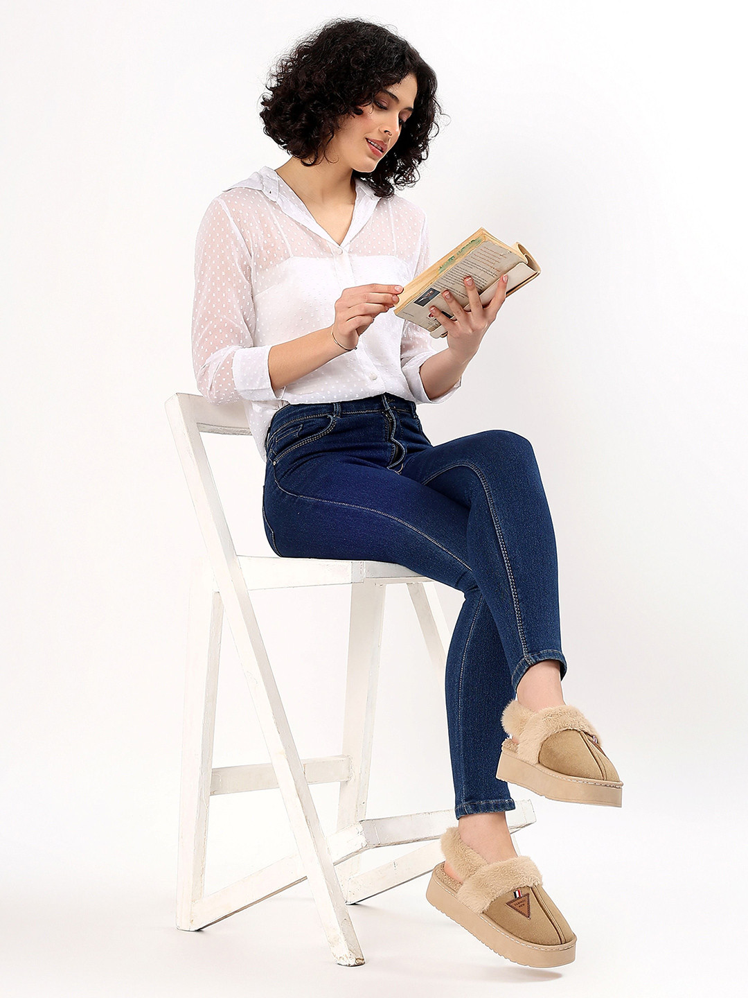 CASSIEY Women Fur Slip on Thick Sole Room Slippers