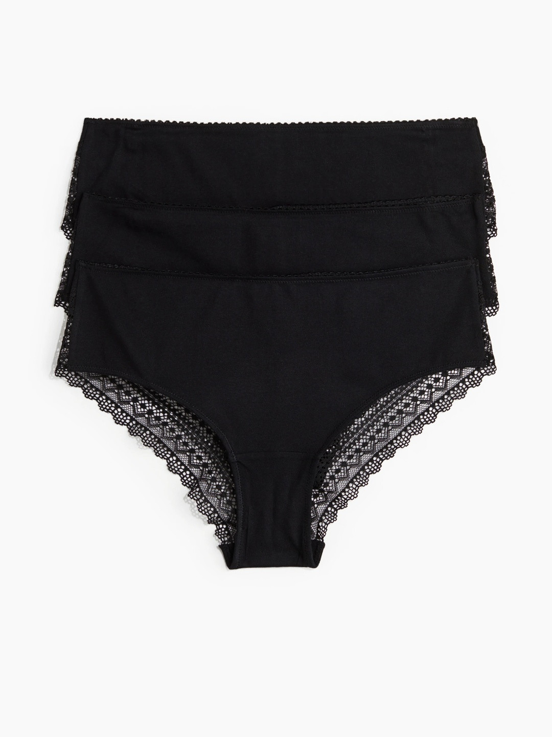 H&M 3-Pack Cotton and Lace Hipster Briefs