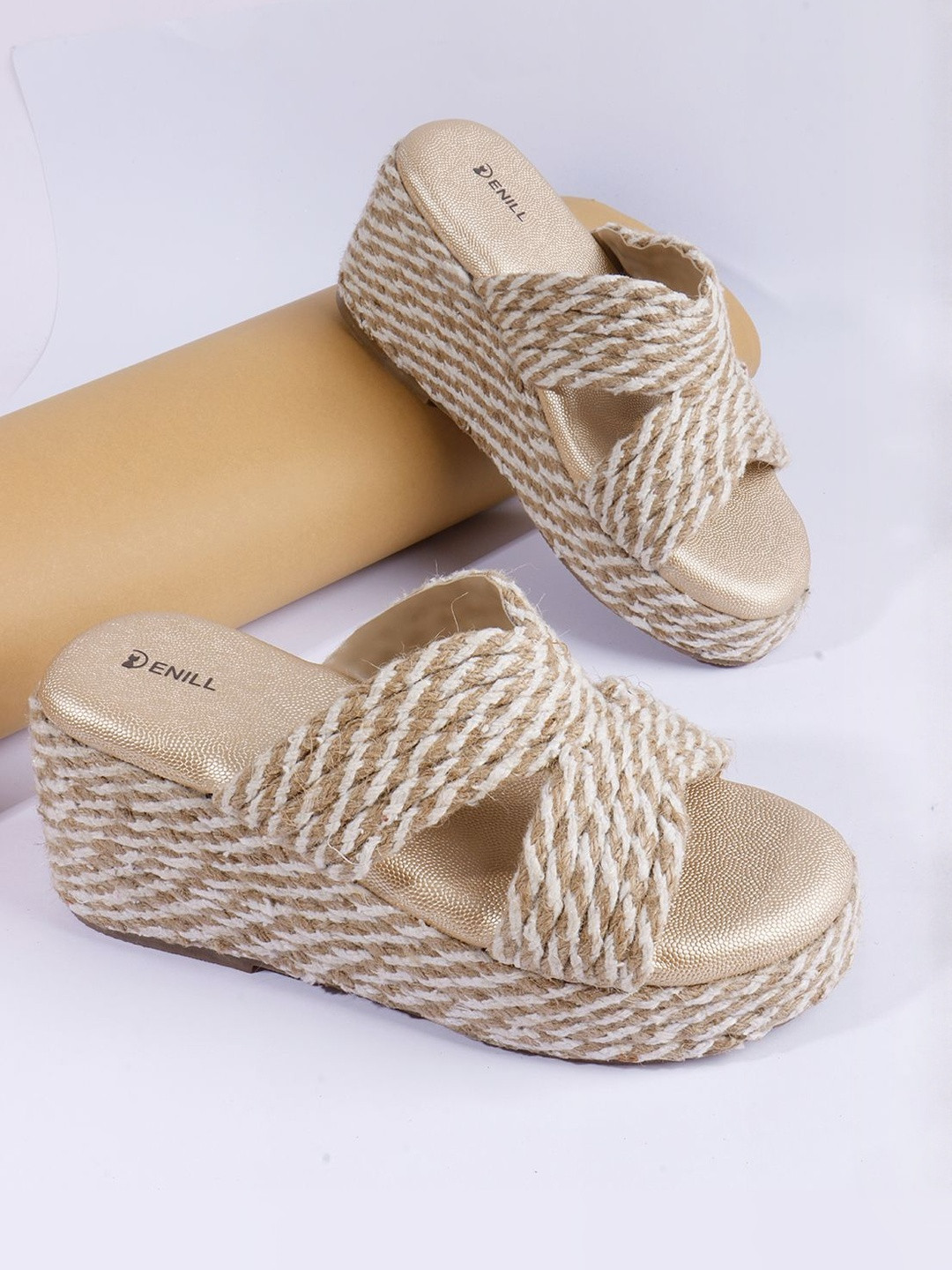 Denill Platform Woven Design Open Toe Wedges