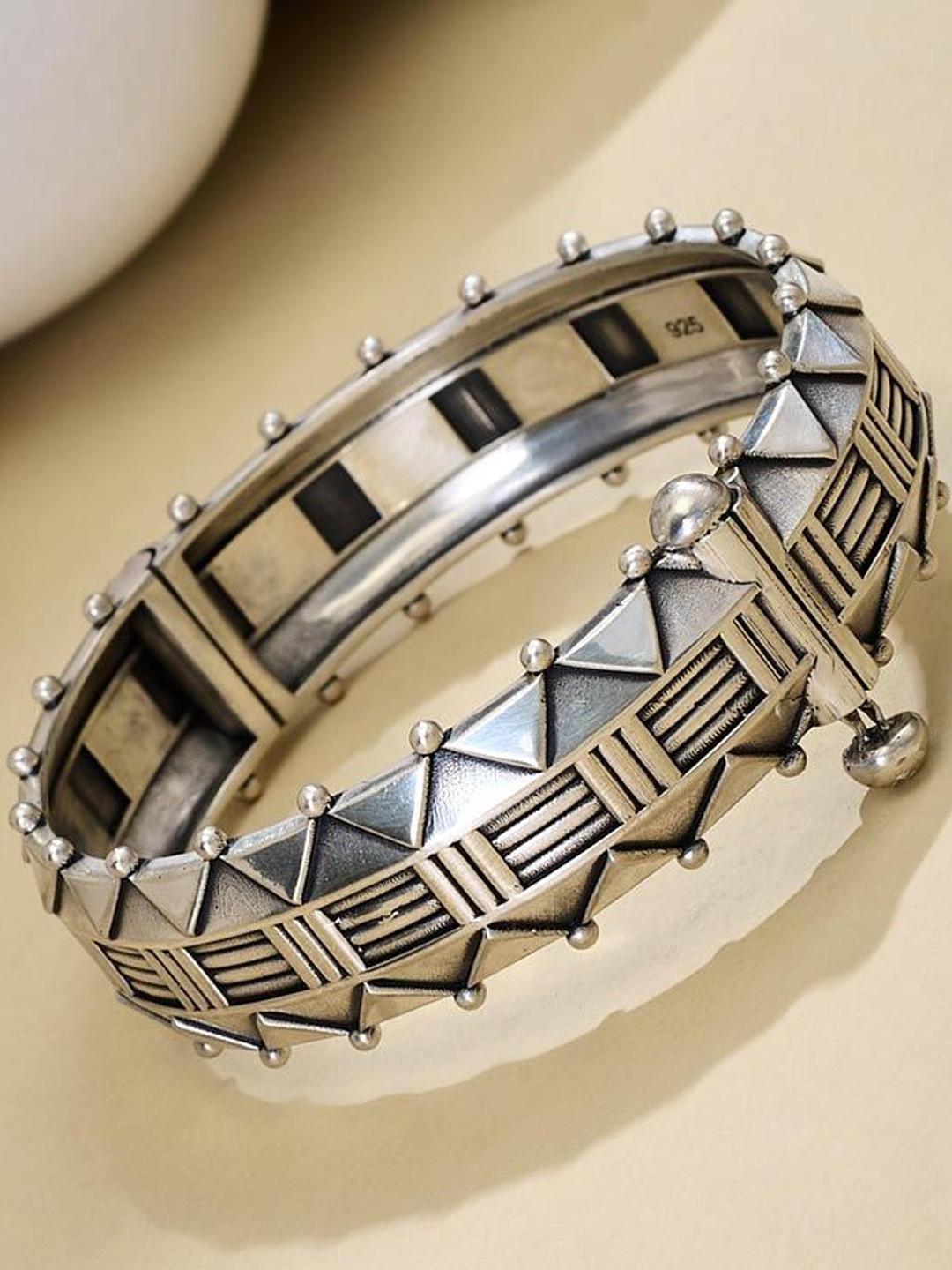 Fabindia Silver Textured Openable Bangle