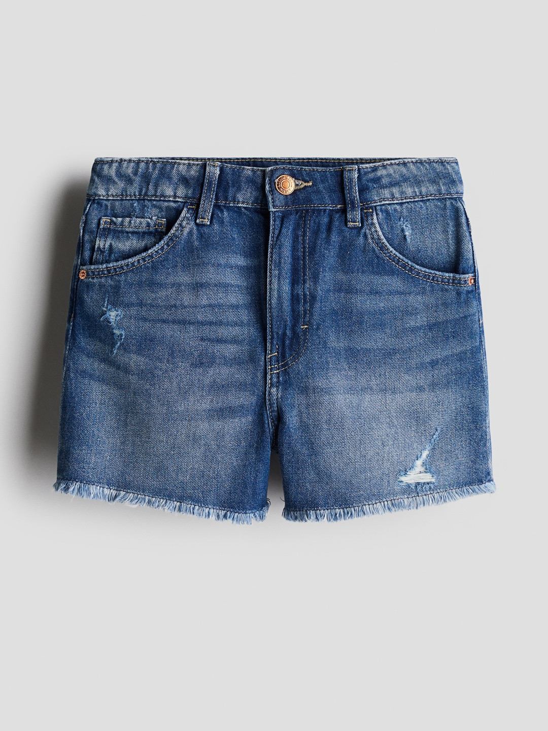 H&M Frayed-Edge Denim Shorts