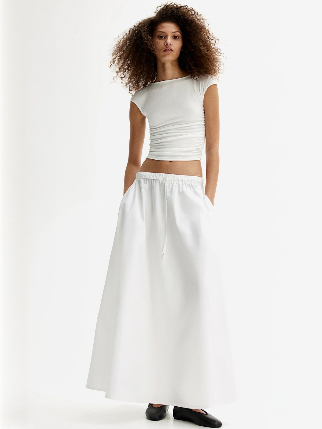 H&M Women Gathered Cap-Sleeved Top