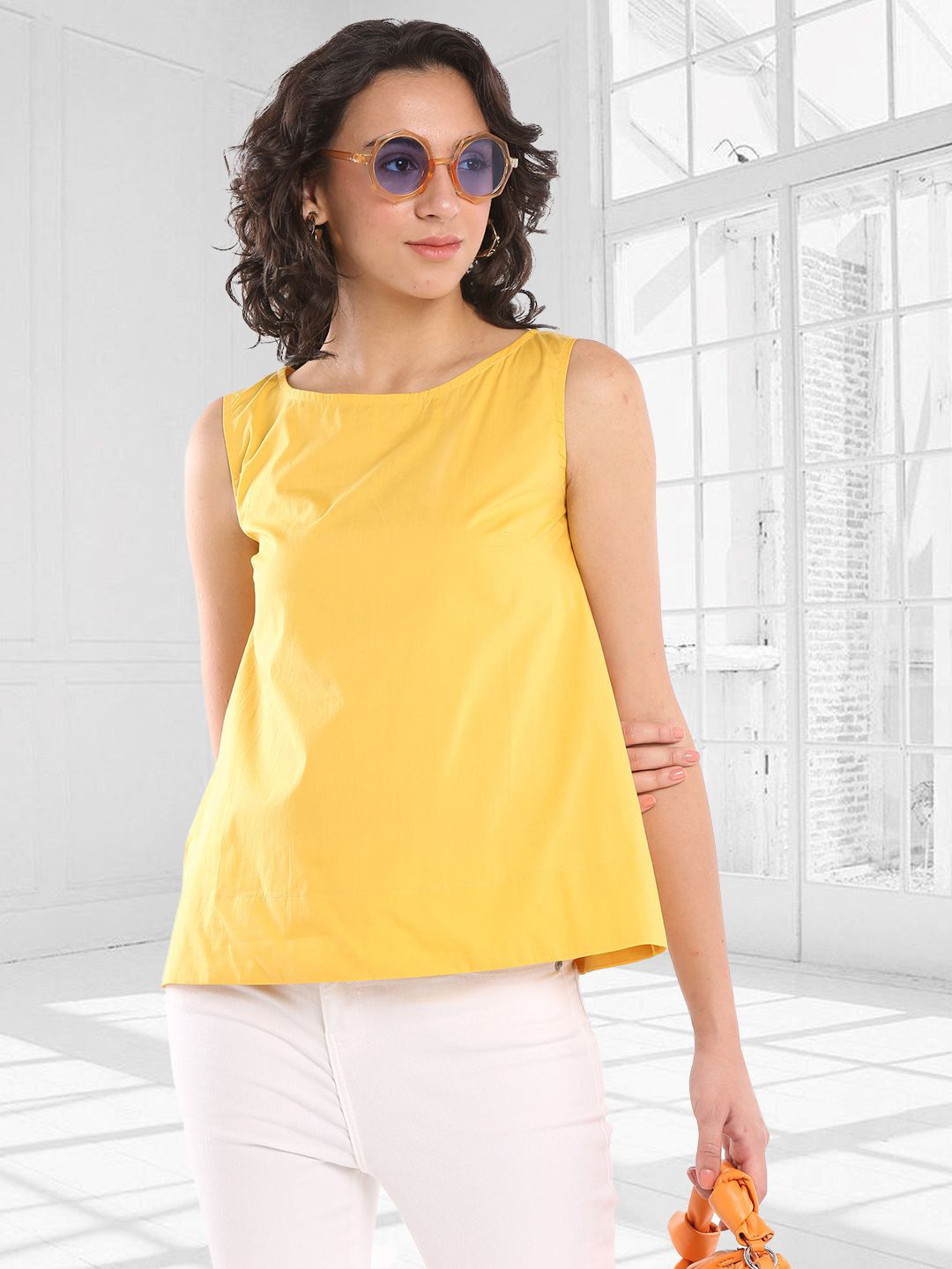Gazillion Women Boat Neck Cotton A-Line Top