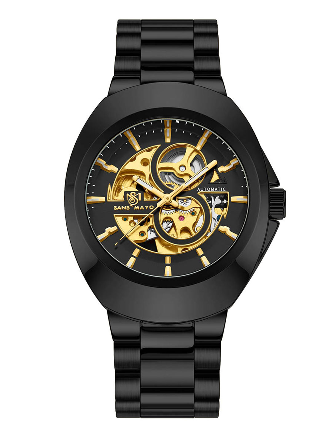 SANSIMAYO Rida Men Skeleton Dial & Bracelet Style Straps Analogue Watch SM-M-211-B-B-GB