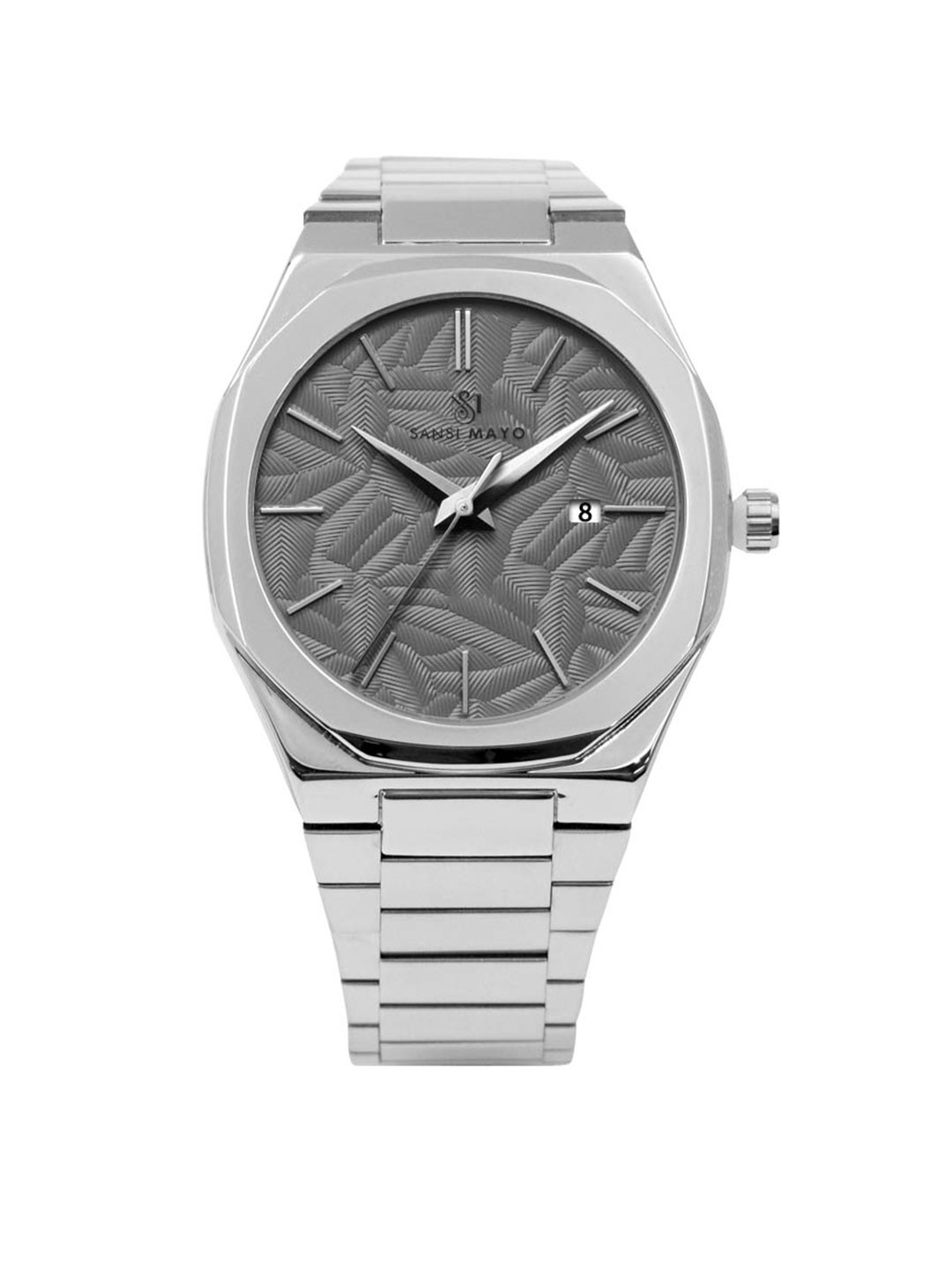 SANSIMAYO Men Stainless Steel Bracelet Style Straps Analogue Watch SM-M-165-S-S-DGR