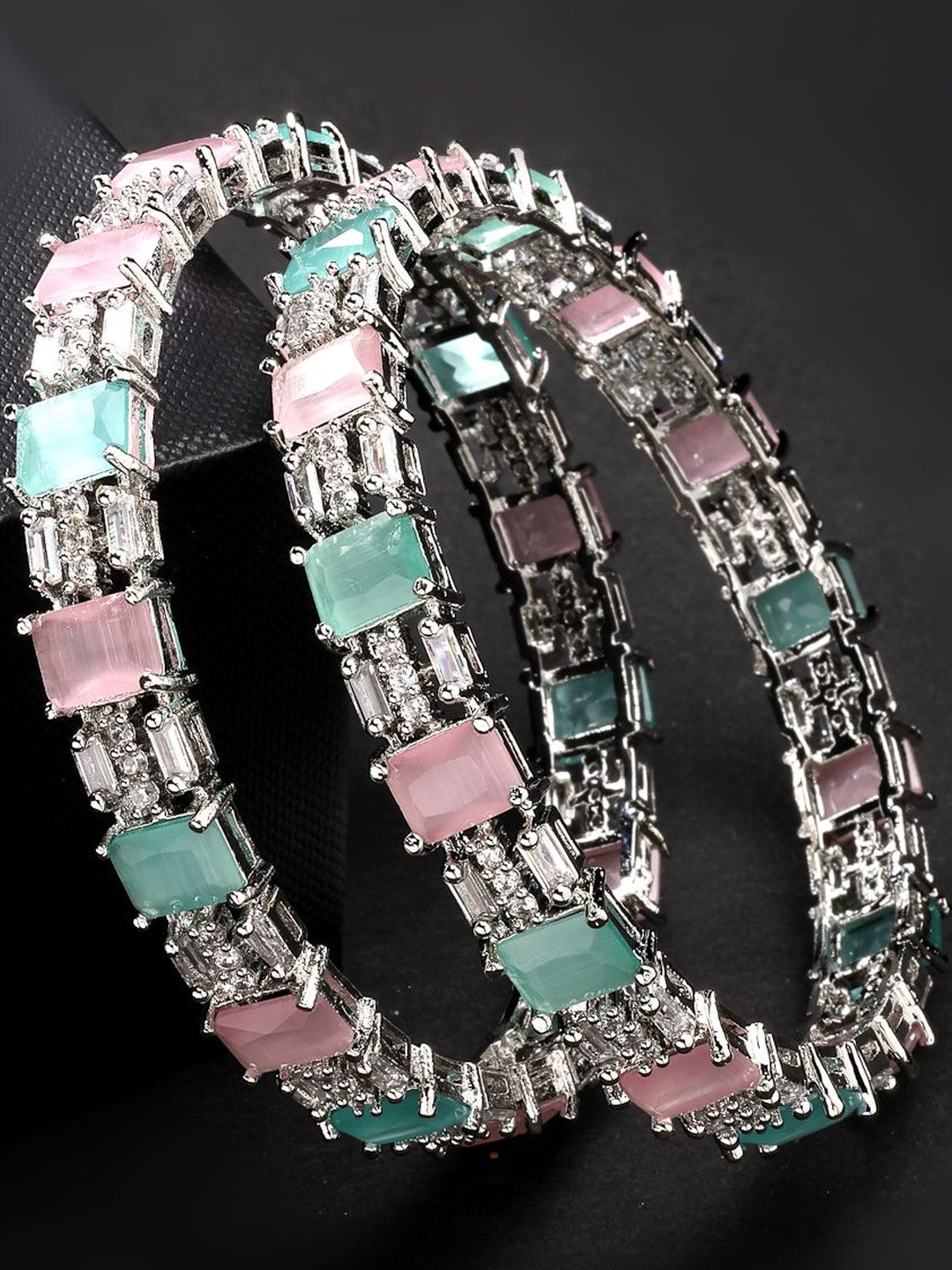 Anouk Women Set Of 2 Multi-Coloured CZ Stone-Studded Handcrafted Bangles