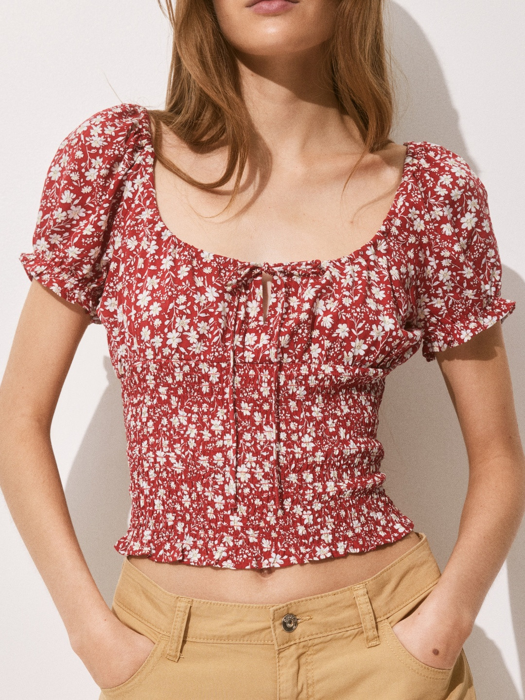 H&M Smocked Viscose Blouse 1265422002