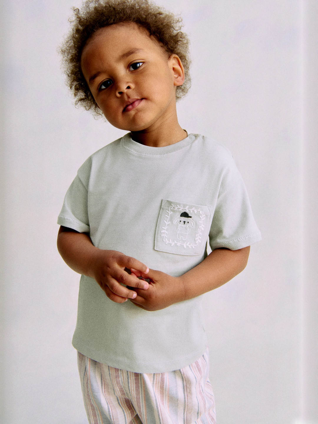 H&M Embroidery-Detail Cotton T-shirt