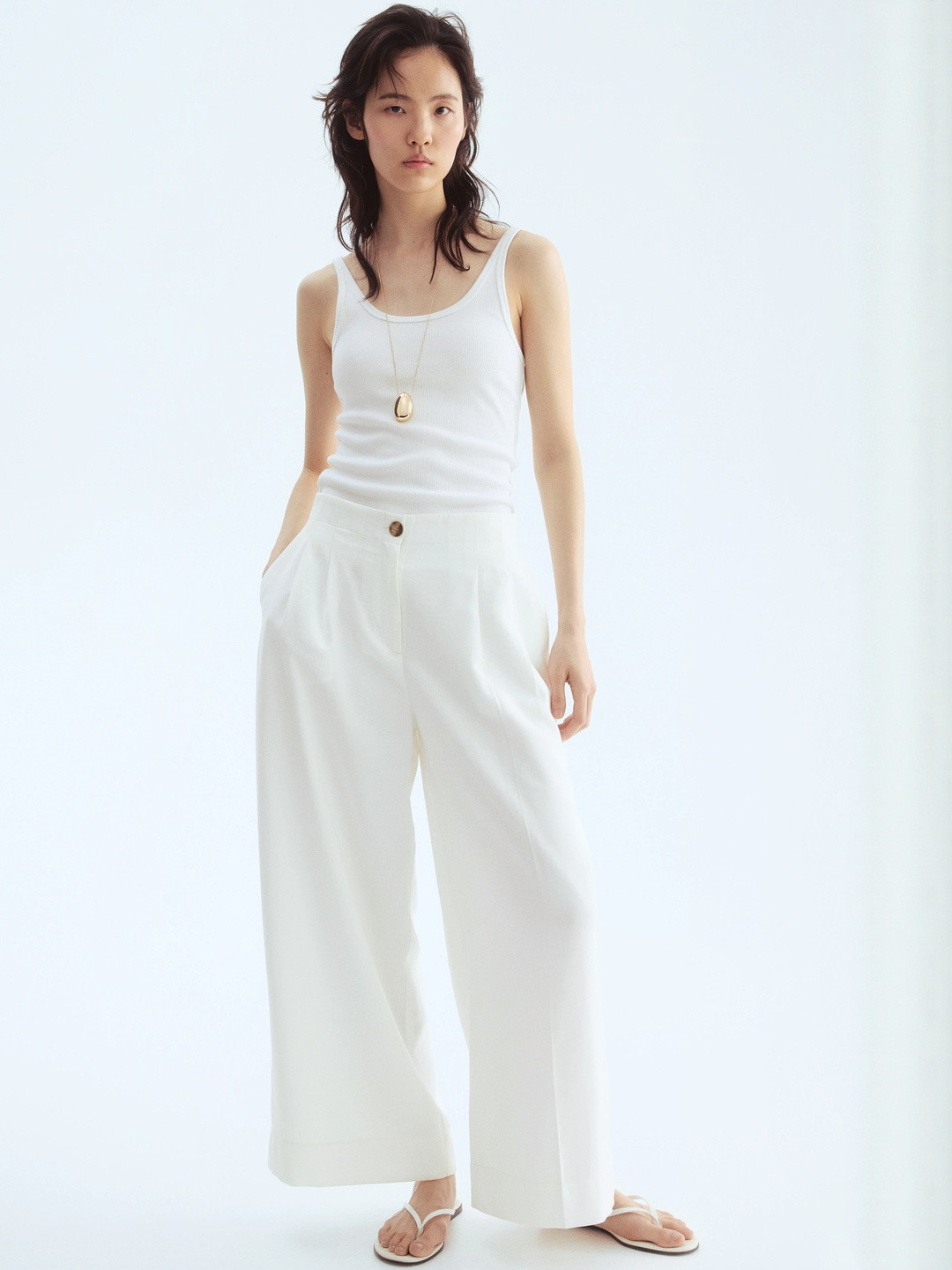 H&M Wide Ankle-Length Trousers
